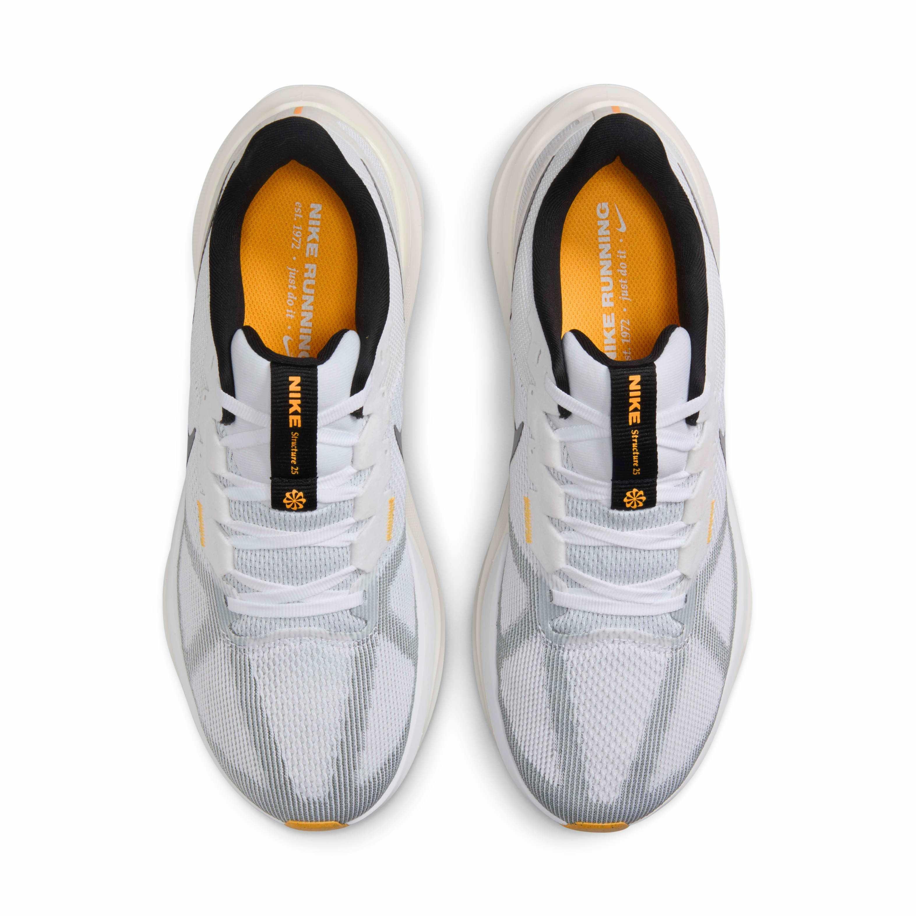 Nike Structure 25 "White/Laser Orange/Smoke Grey/Black" Men's Running Shoe - WHITE/ORANGE/GREY/BLACK Thumbnail View 4