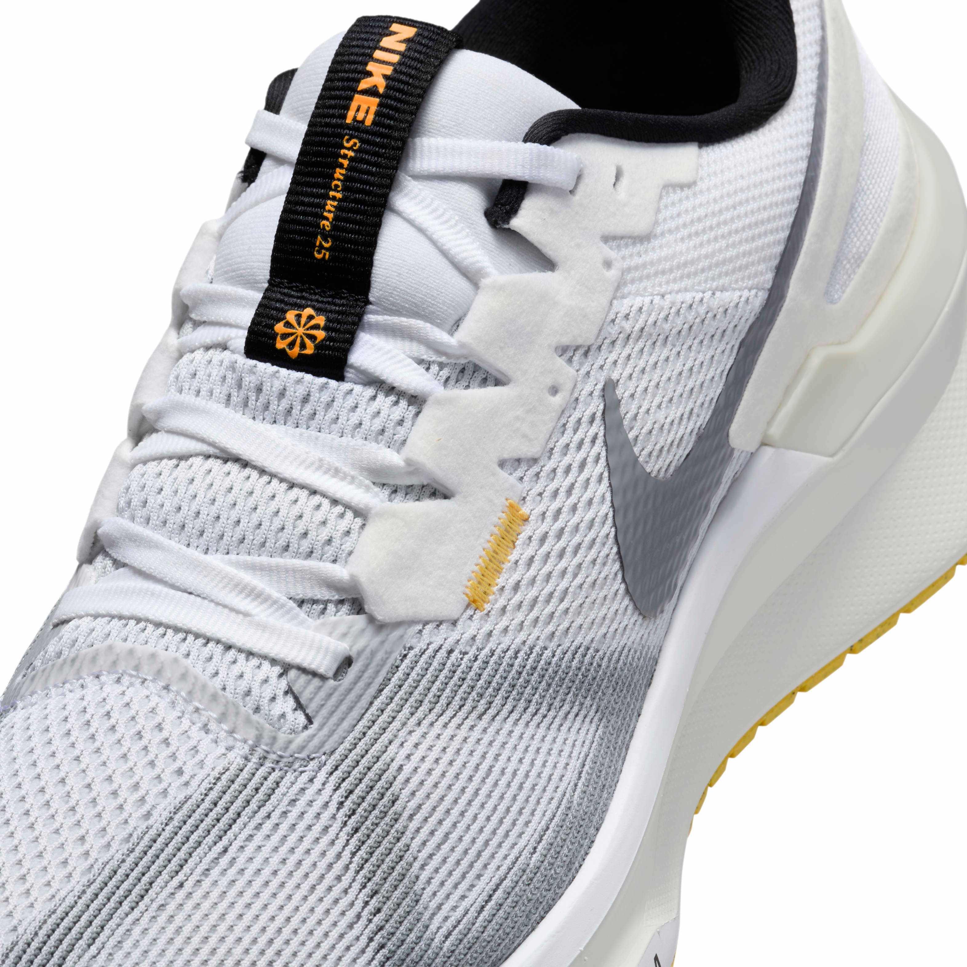 Nike Structure 25 "White/Laser Orange/Smoke Grey/Black" Men's Running Shoe - WHITE/ORANGE/GREY/BLACK Thumbnail View 7