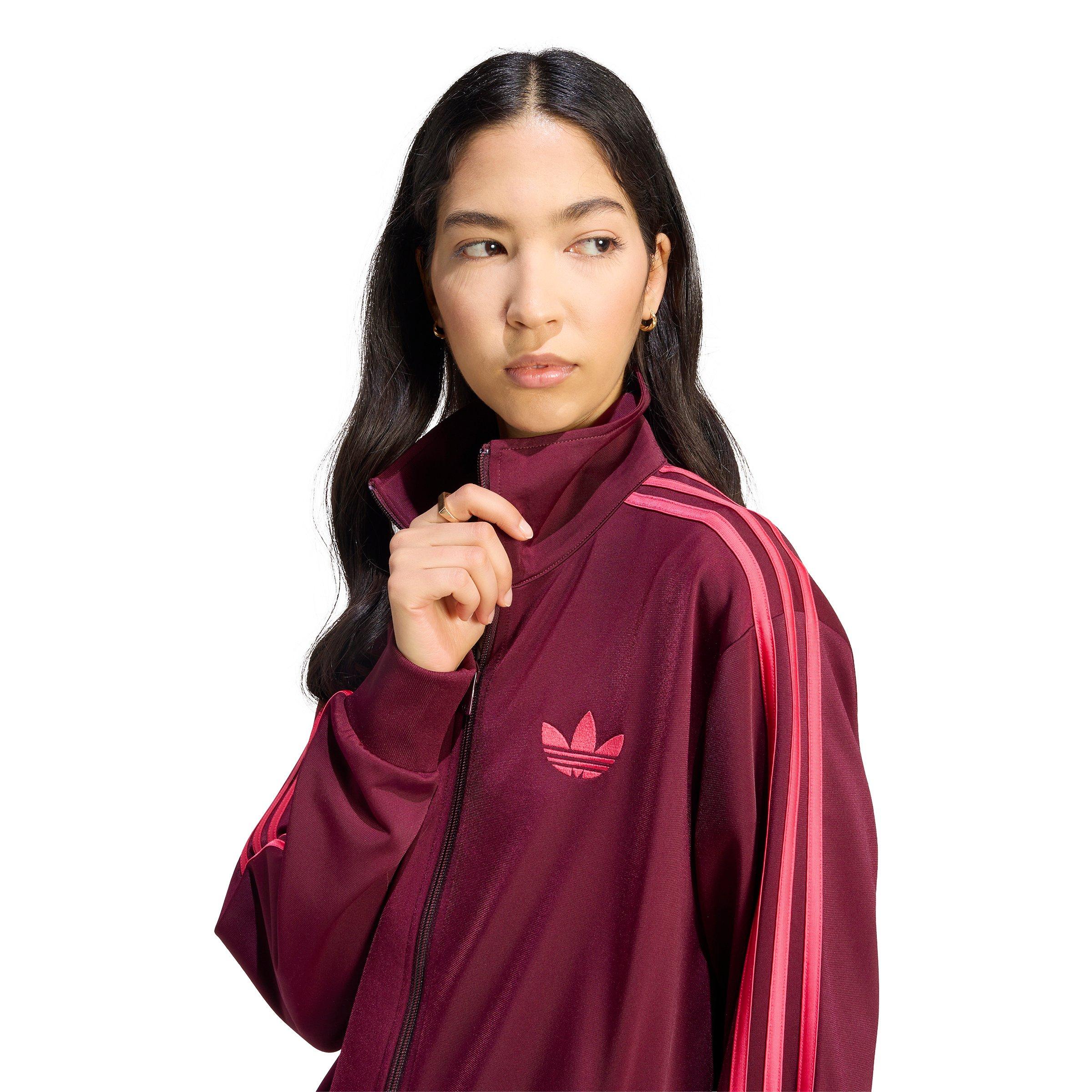 adidas Originals Women's Firebird Loose Track Top - Maroon/Pink - MAROON/PINK Thumbnail View 3