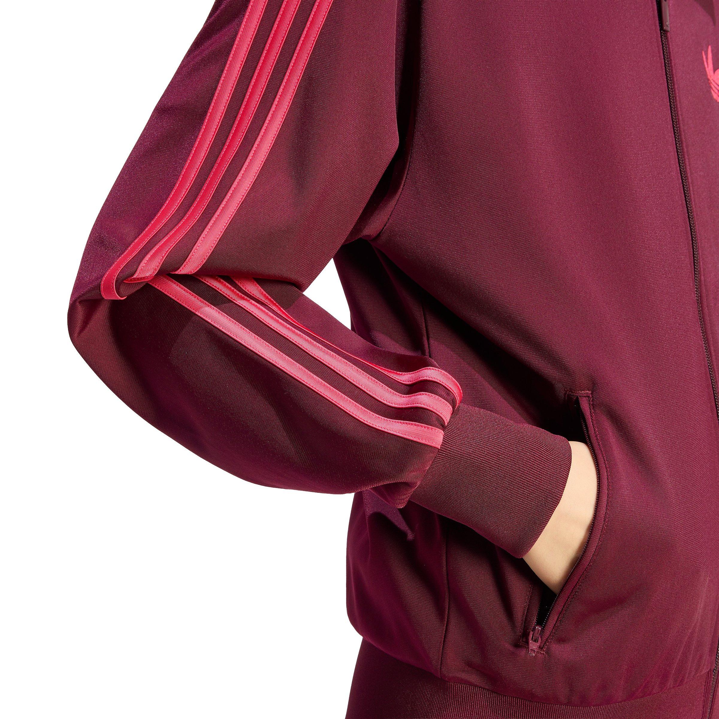 adidas Originals Women's Firebird Loose Track Top - Maroon/Pink - MAROON/PINK Thumbnail View 4
