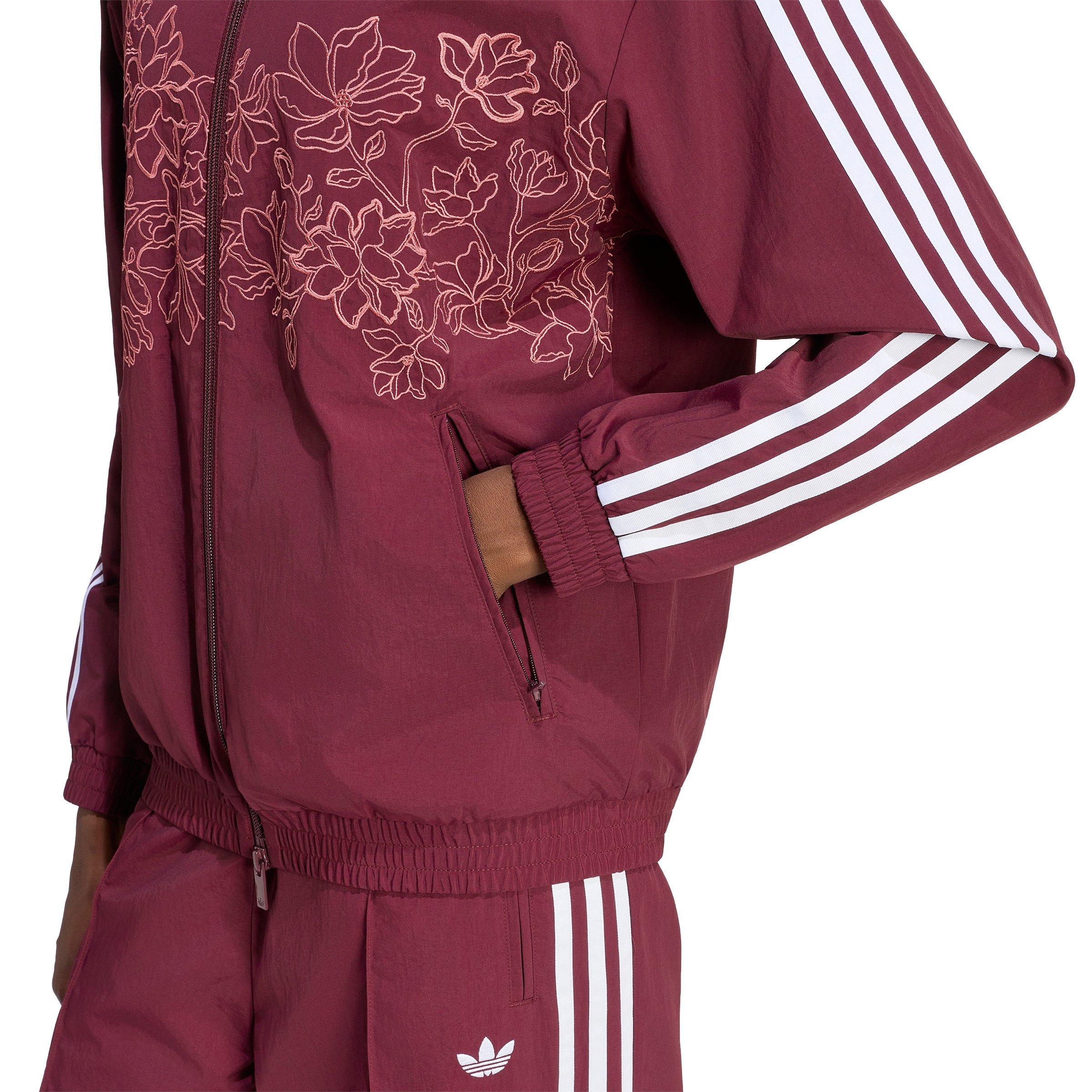 adidas Originals Women's Floral GFX Firebird Loose Track Jacket - Maroon - MAROON Thumbnail View 4