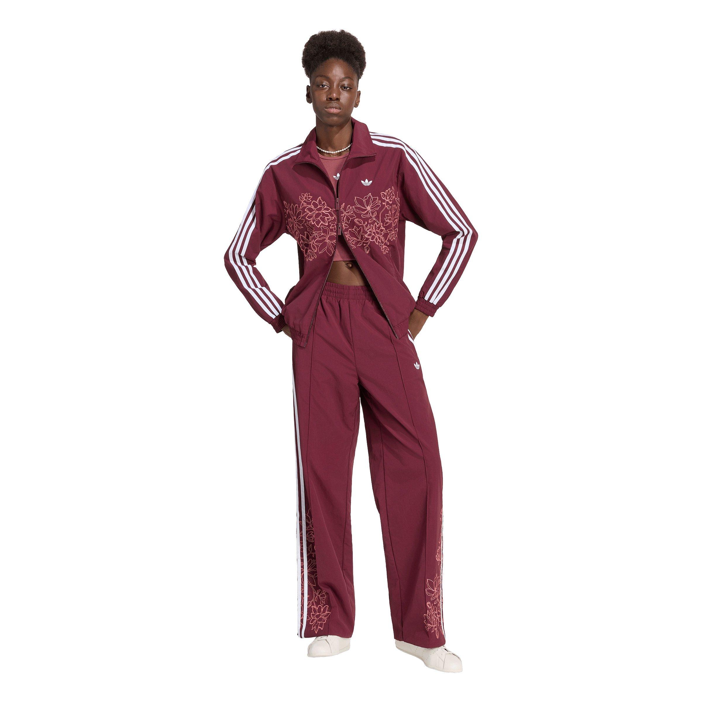 adidas Originals Women's Floral GFX Firebird Loose Track Jacket - Maroon - MAROON Thumbnail View 5
