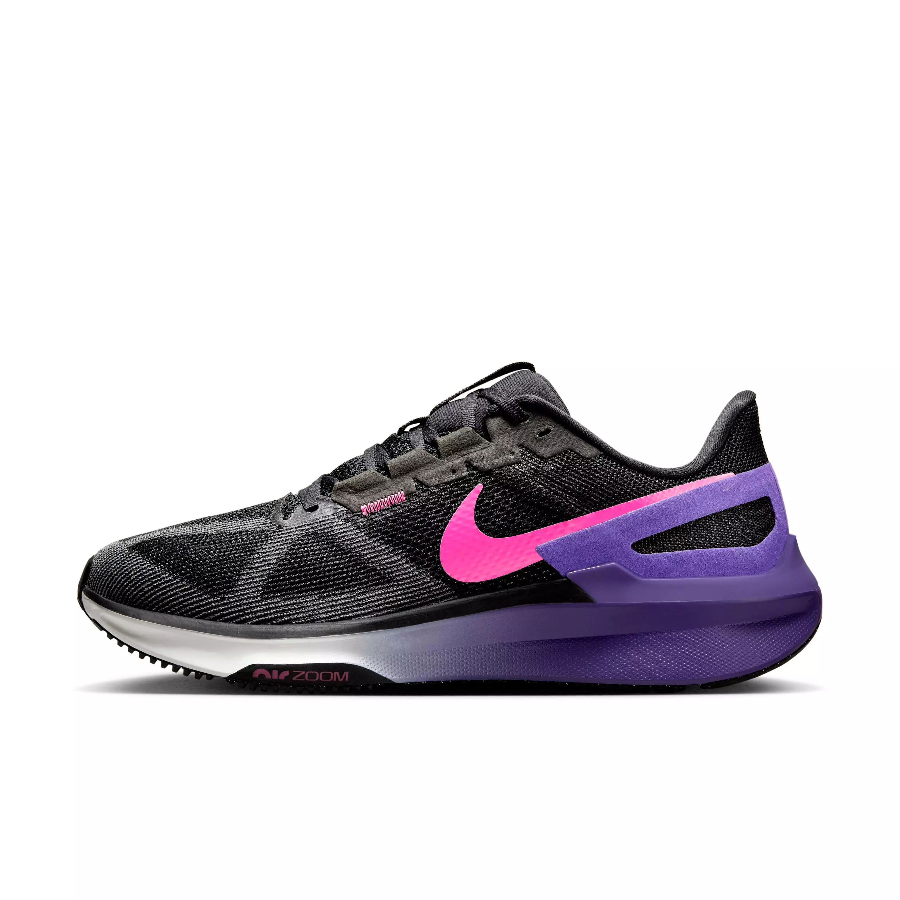 Nike Structure 25 "Black/Anthracite/Field Purple/Laser Fuchsia" Men's Running Shoe - BLACK/ANTHRACITE/PURPLE/FUCHSIA