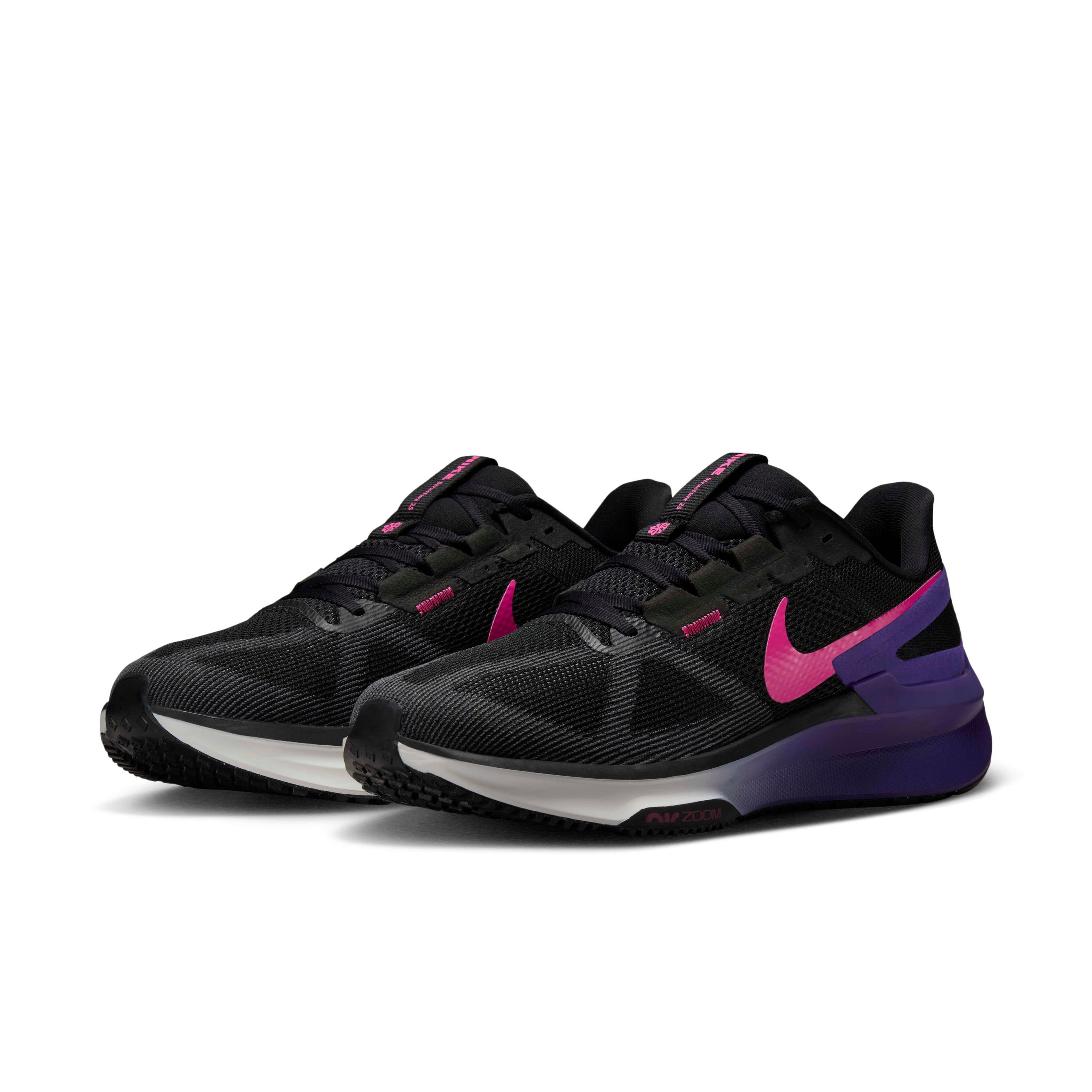 Nike Structure 25 "Black/Anthracite/Field Purple/Laser Fuchsia" Men's Running Shoe - BLACK/ANTHRACITE/PURPLE/FUCHSIA Thumbnail View 3
