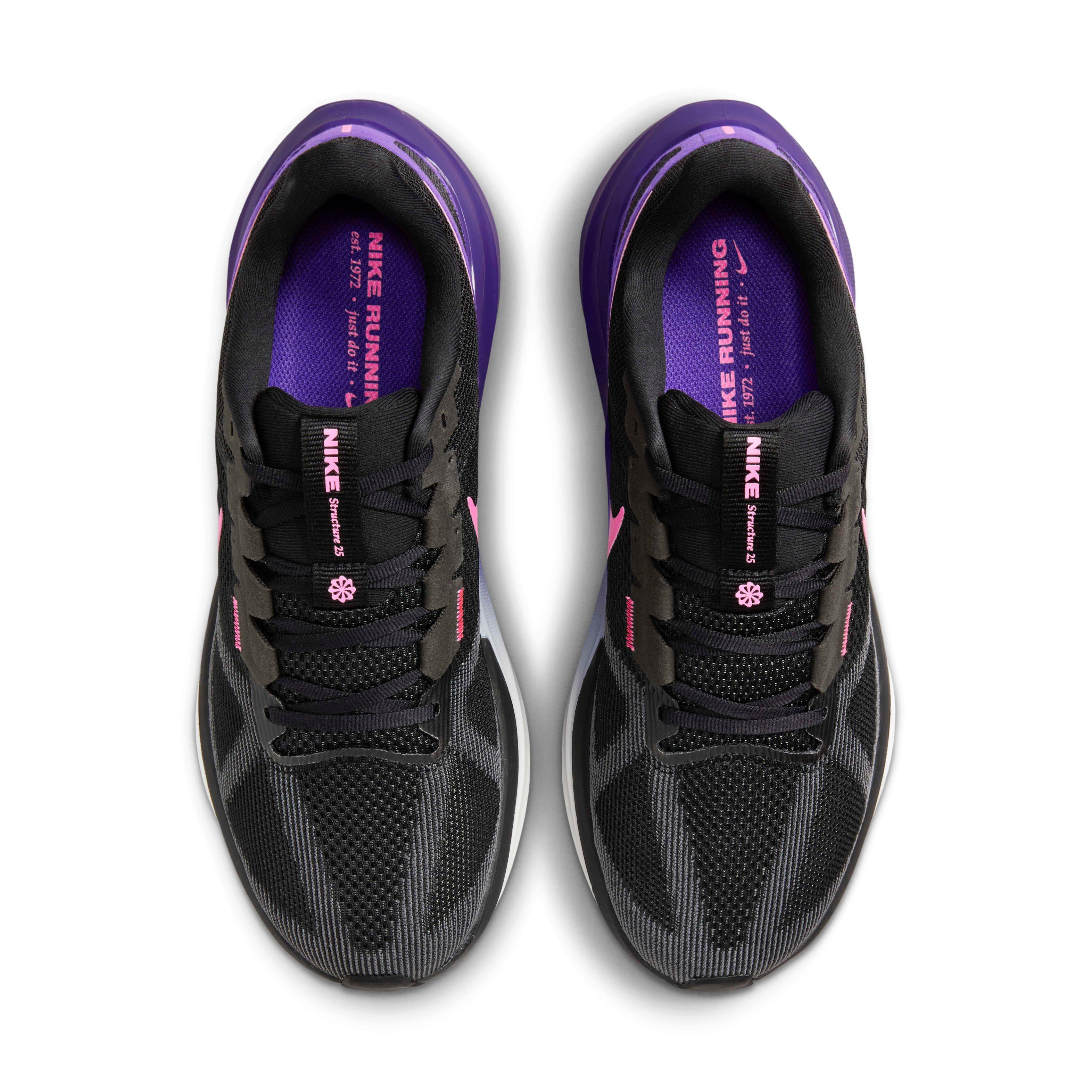 Nike Structure 25 "Black/Anthracite/Field Purple/Laser Fuchsia" Men's Running Shoe - BLACK/ANTHRACITE/PURPLE/FUCHSIA Thumbnail View 4