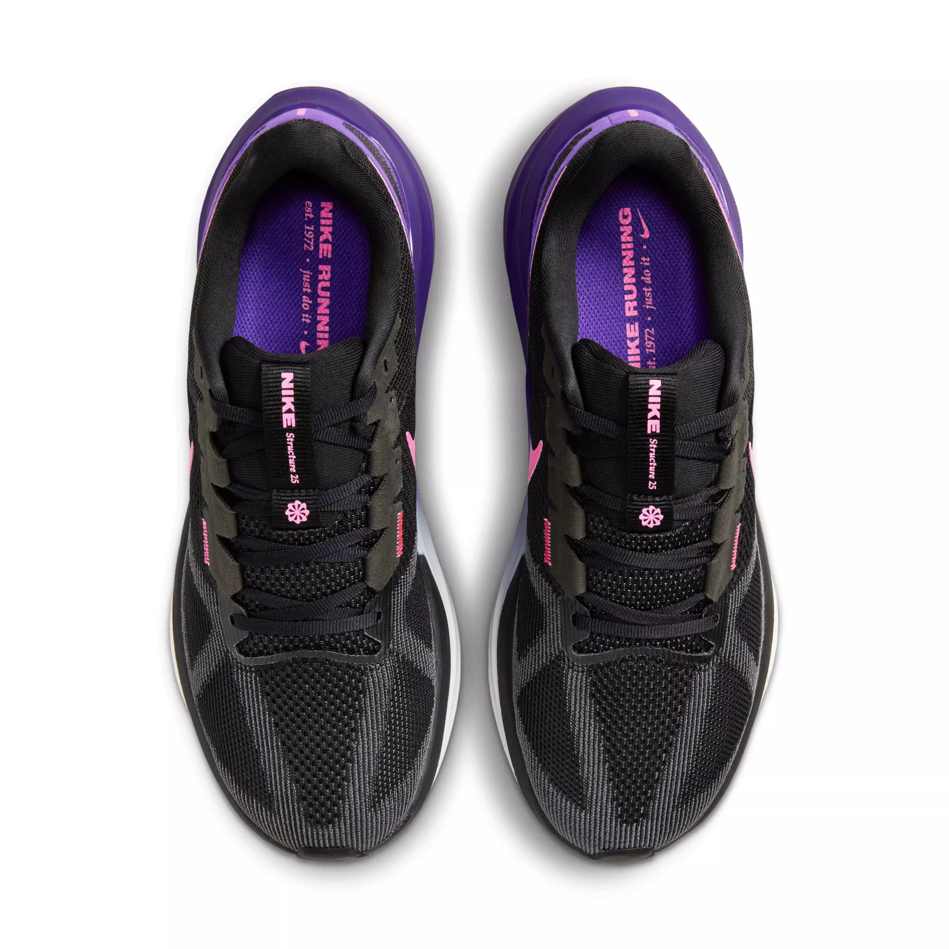 Nike Structure 25 "Black/Anthracite/Field Purple/Laser Fuchsia" Men's Running Shoe - BLACK/ANTHRACITE/PURPLE/FUCHSIA