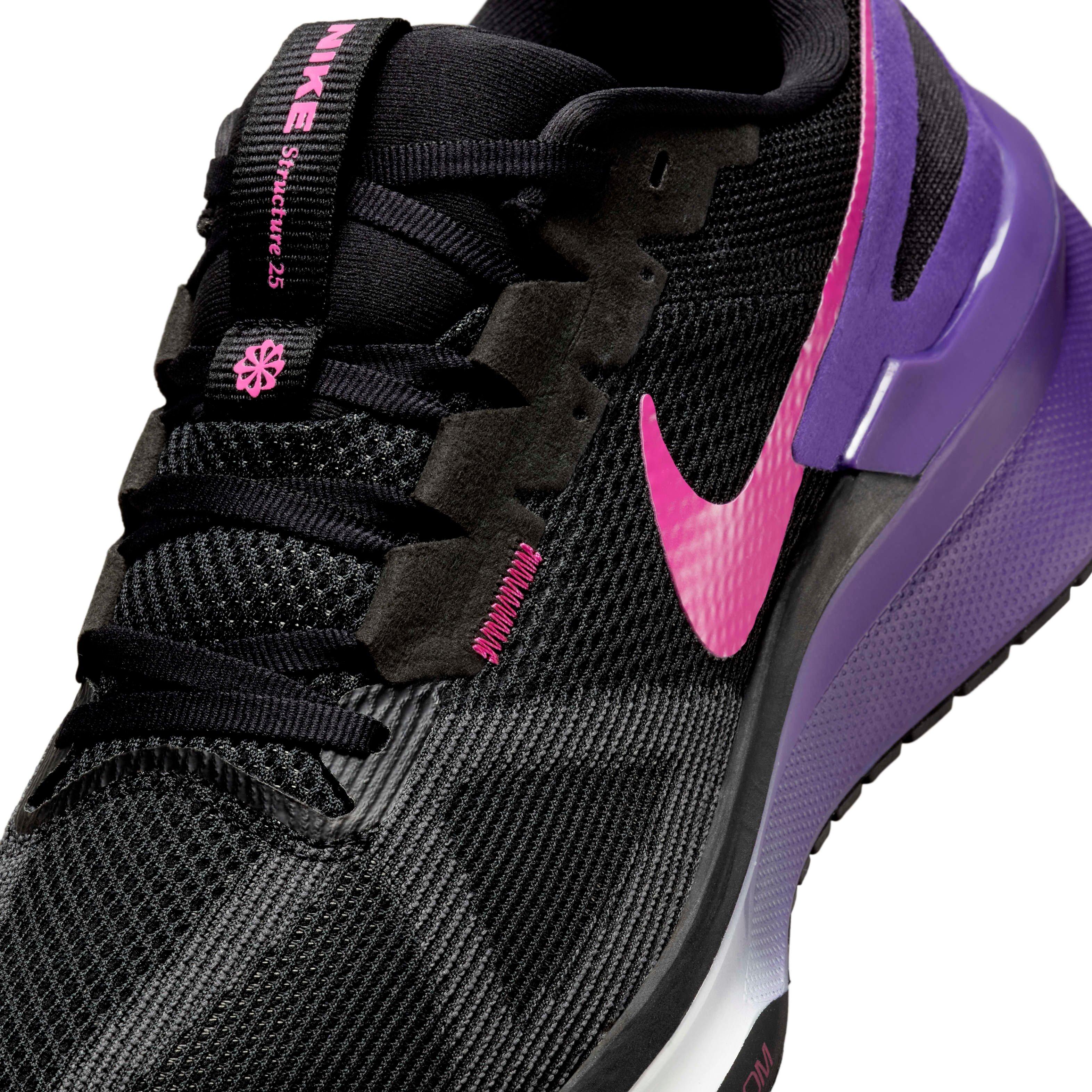 Nike Structure 25 "Black/Anthracite/Field Purple/Laser Fuchsia" Men's Running Shoe - BLACK/ANTHRACITE/PURPLE/FUCHSIA Thumbnail View 7