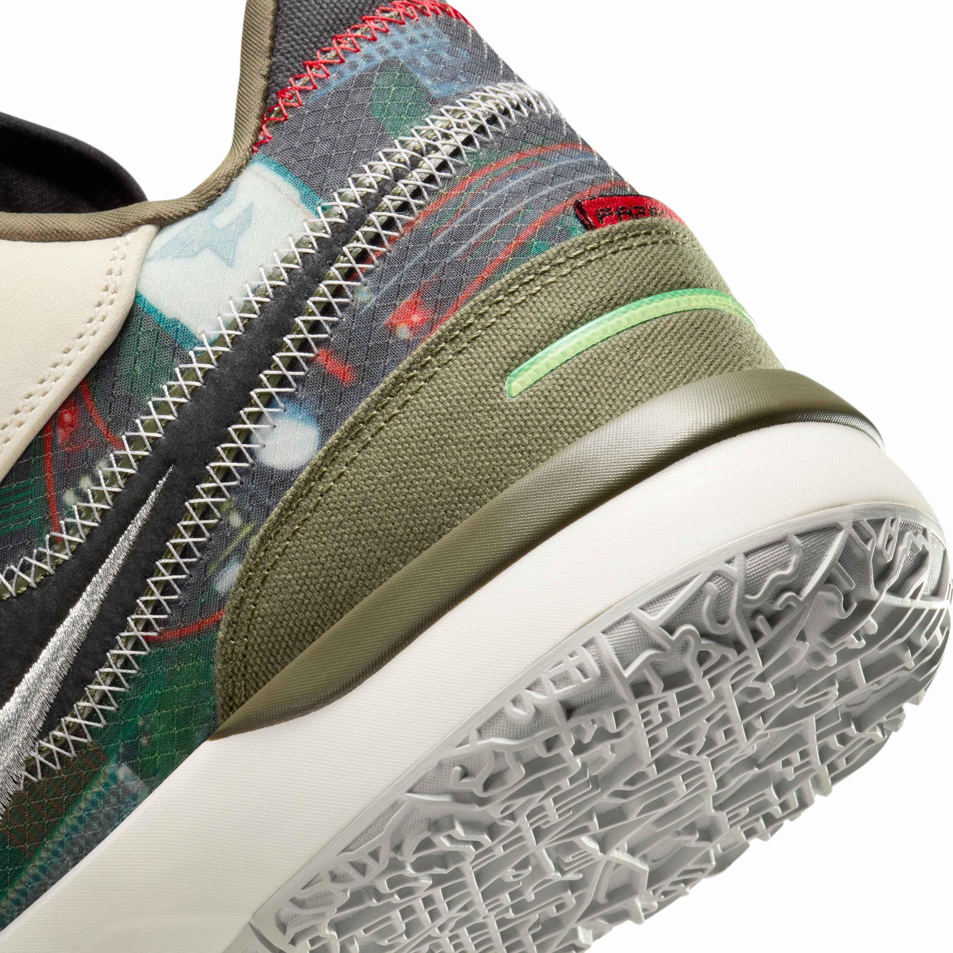 Light Cream Olive Silver LeBron Basketball Shoes | Hibbett display picture 2