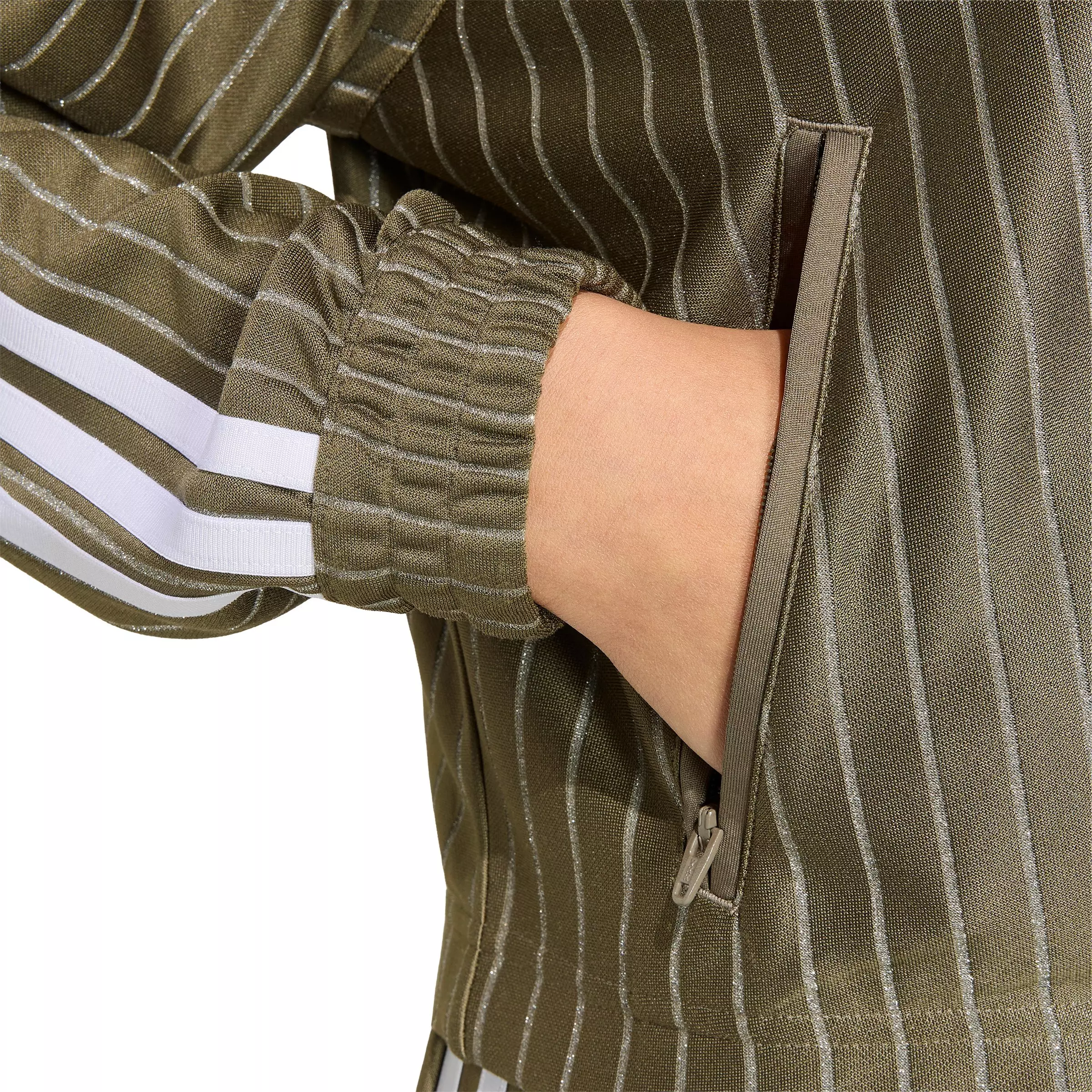 adidas Originals Women's Firebird Pinstripe Track Top - Brown/Silver - BROWN/SILVER