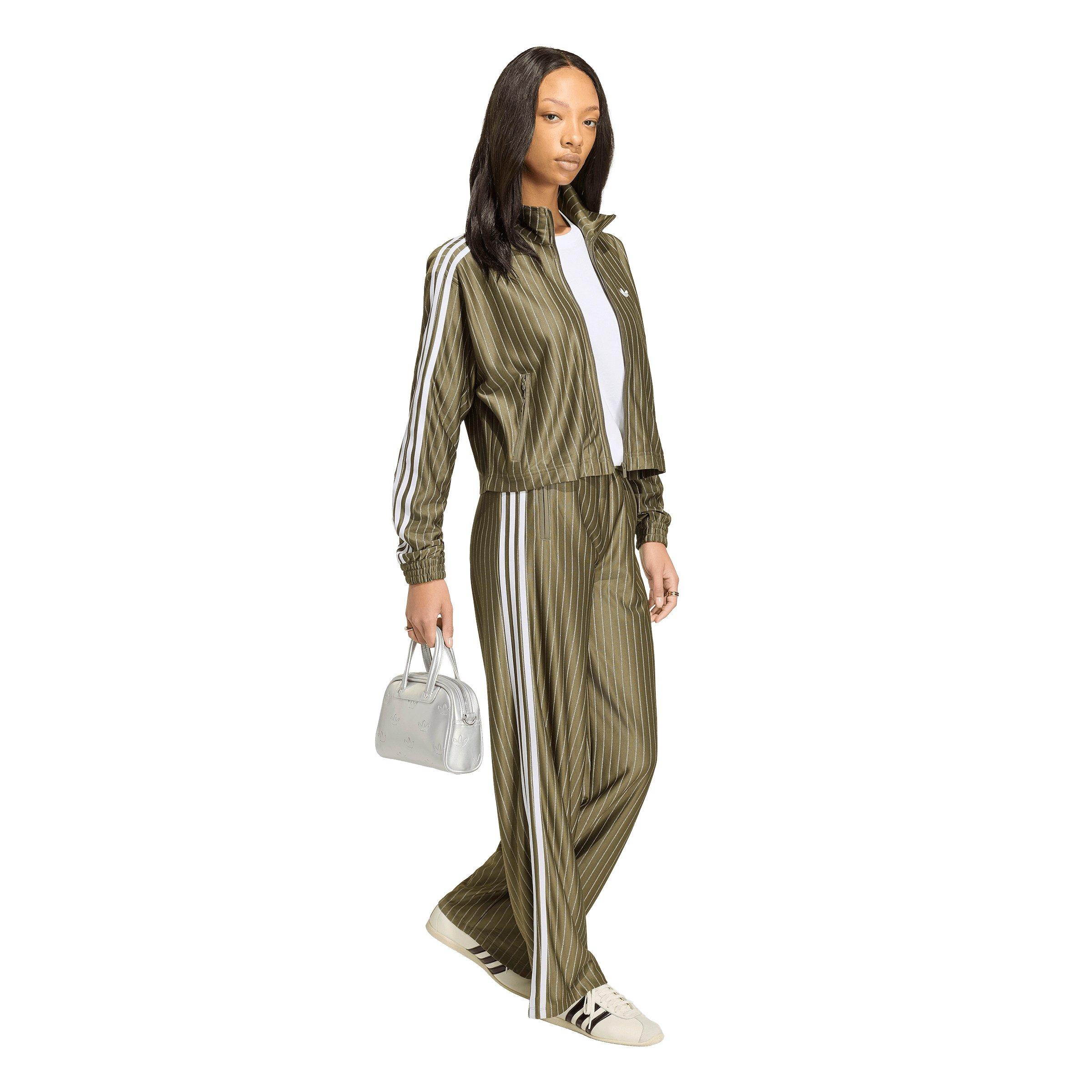 adidas Originals Women's Firebird Pinstripe Track Top - Brown/Silver - BROWN/SILVER Thumbnail View 5