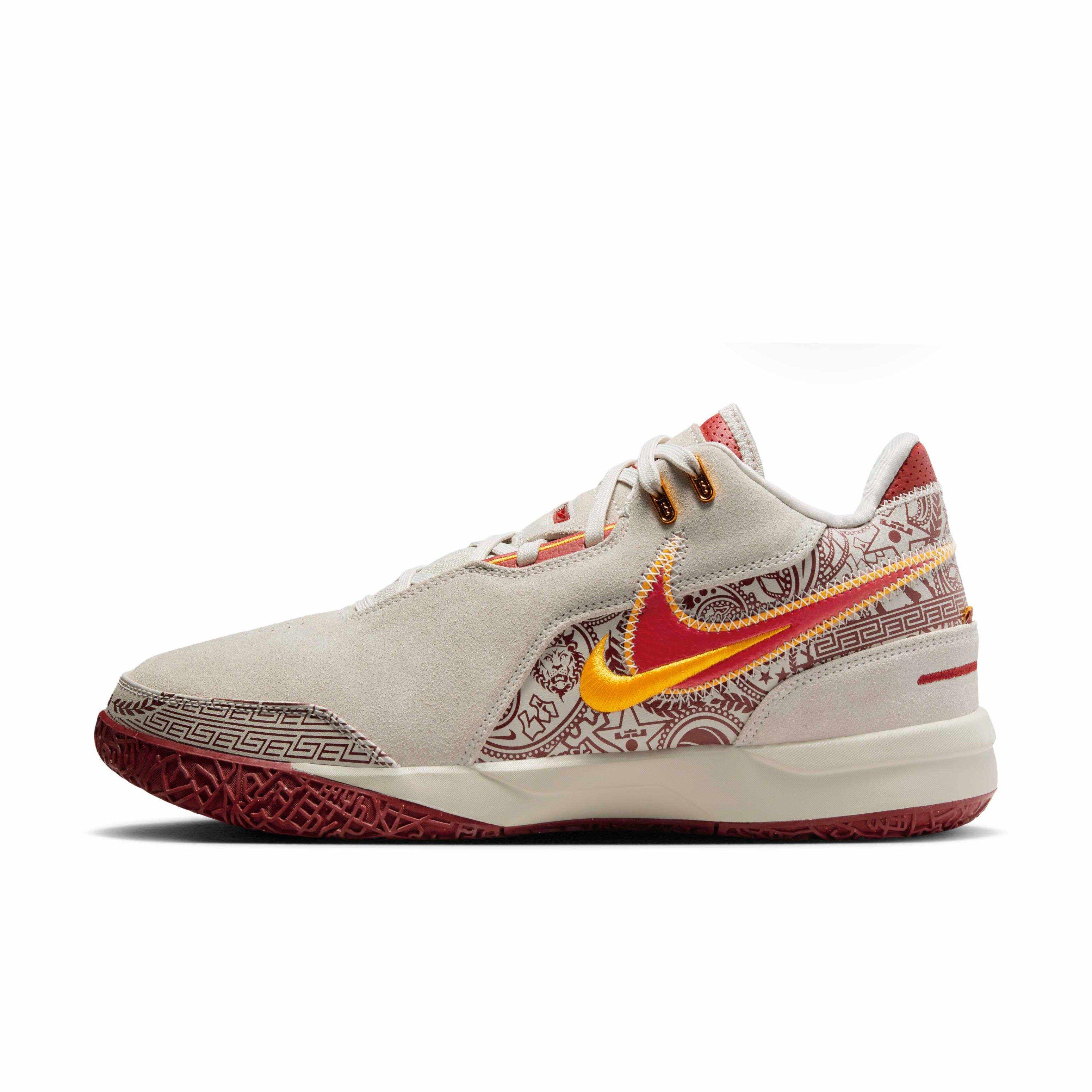 Nike LeBron NXXT Gen AMPD "Light Bone/University Gold/Team Crimson" Men's Basketball Shoe - LT BONE/GOLD/CRIMSON Thumbnail View 2