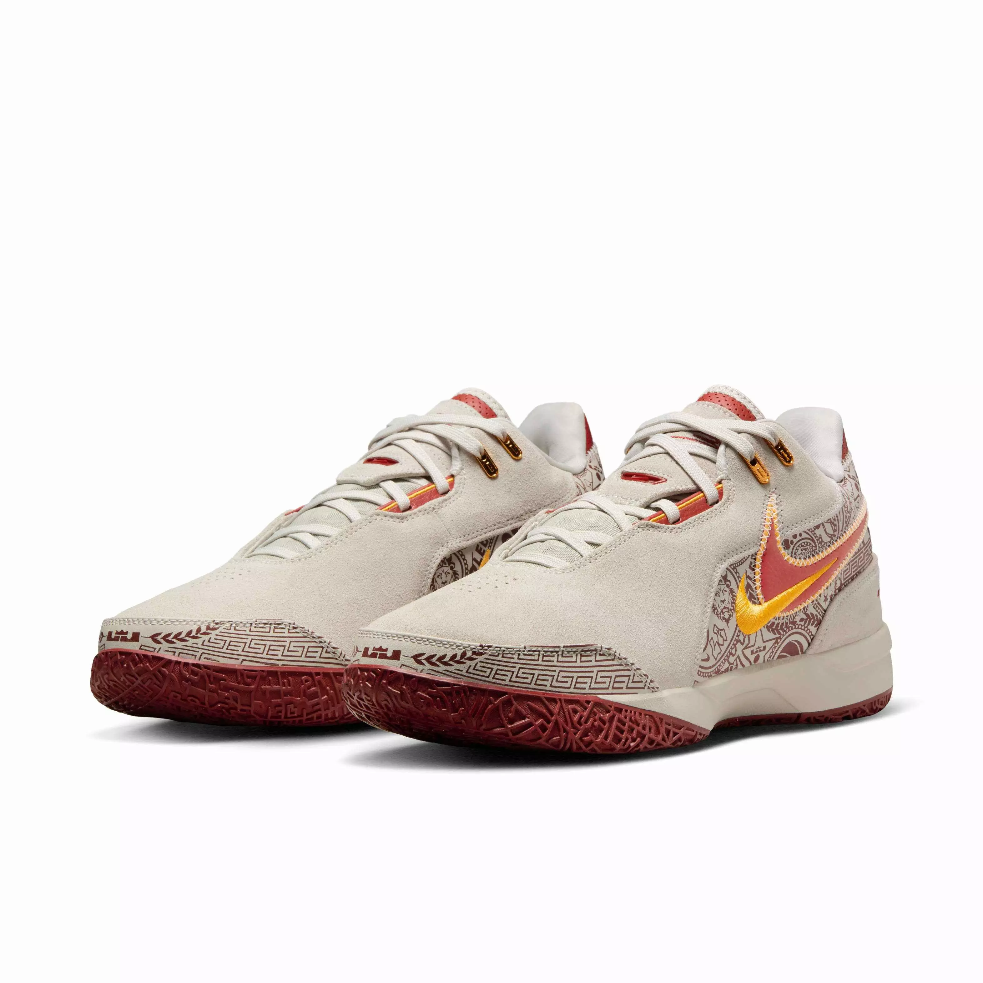 Nike LeBron NXXT Gen AMPD "Light Bone/University Gold/Team Crimson" Men's Basketball Shoe - LT BONE/GOLD/CRIMSON