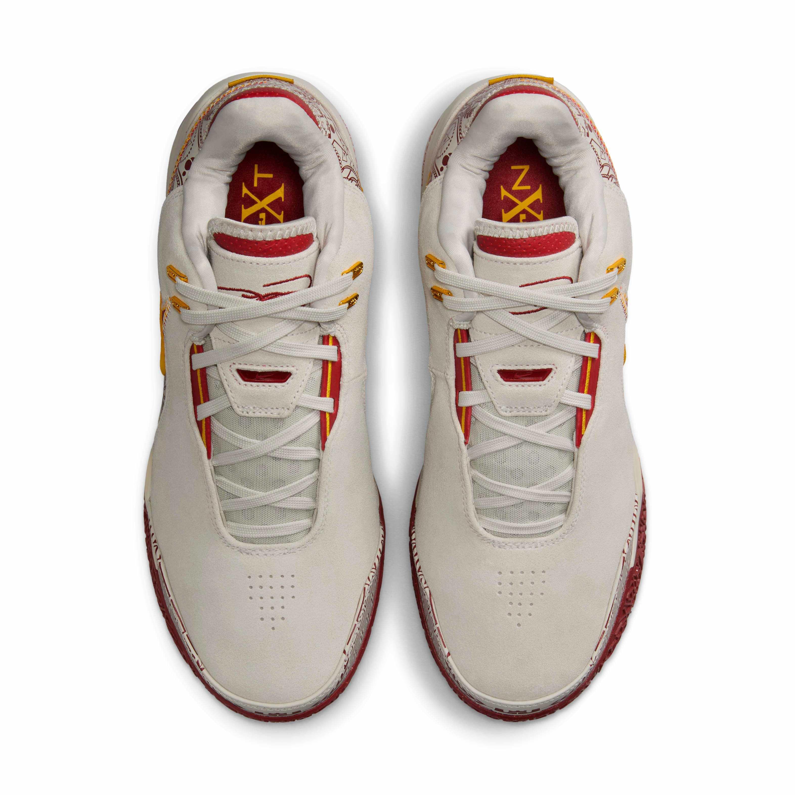 Nike LeBron NXXT Gen AMPD "Light Bone/University Gold/Team Crimson" Men's Basketball Shoe - LT BONE/GOLD/CRIMSON Thumbnail View 4
