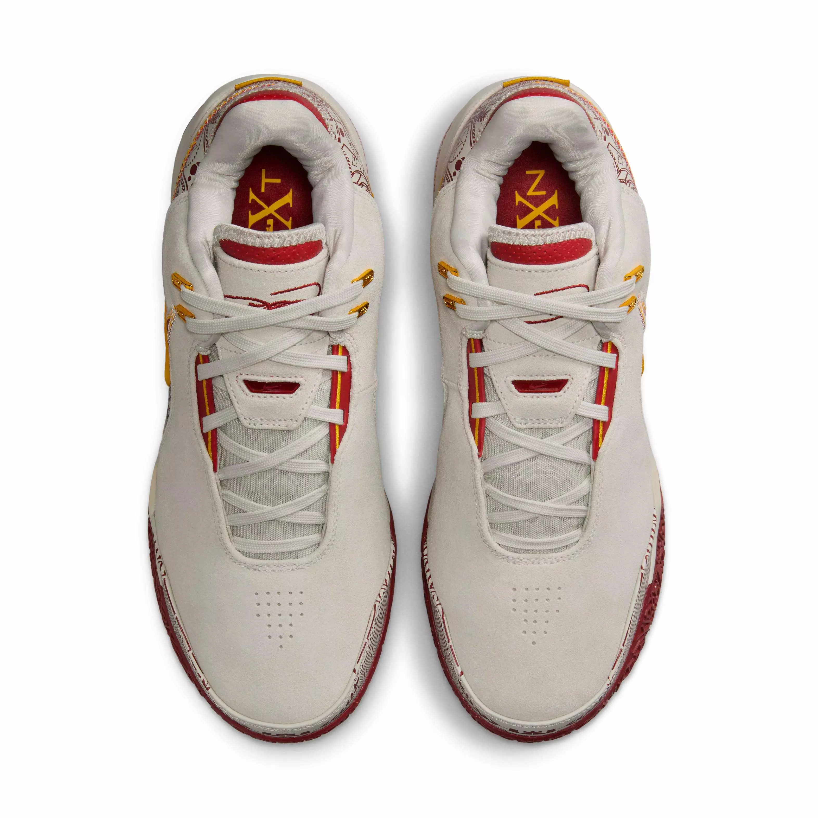 Nike LeBron NXXT Gen AMPD "Light Bone/University Gold/Team Crimson" Men's Basketball Shoe - LT BONE/GOLD/CRIMSON