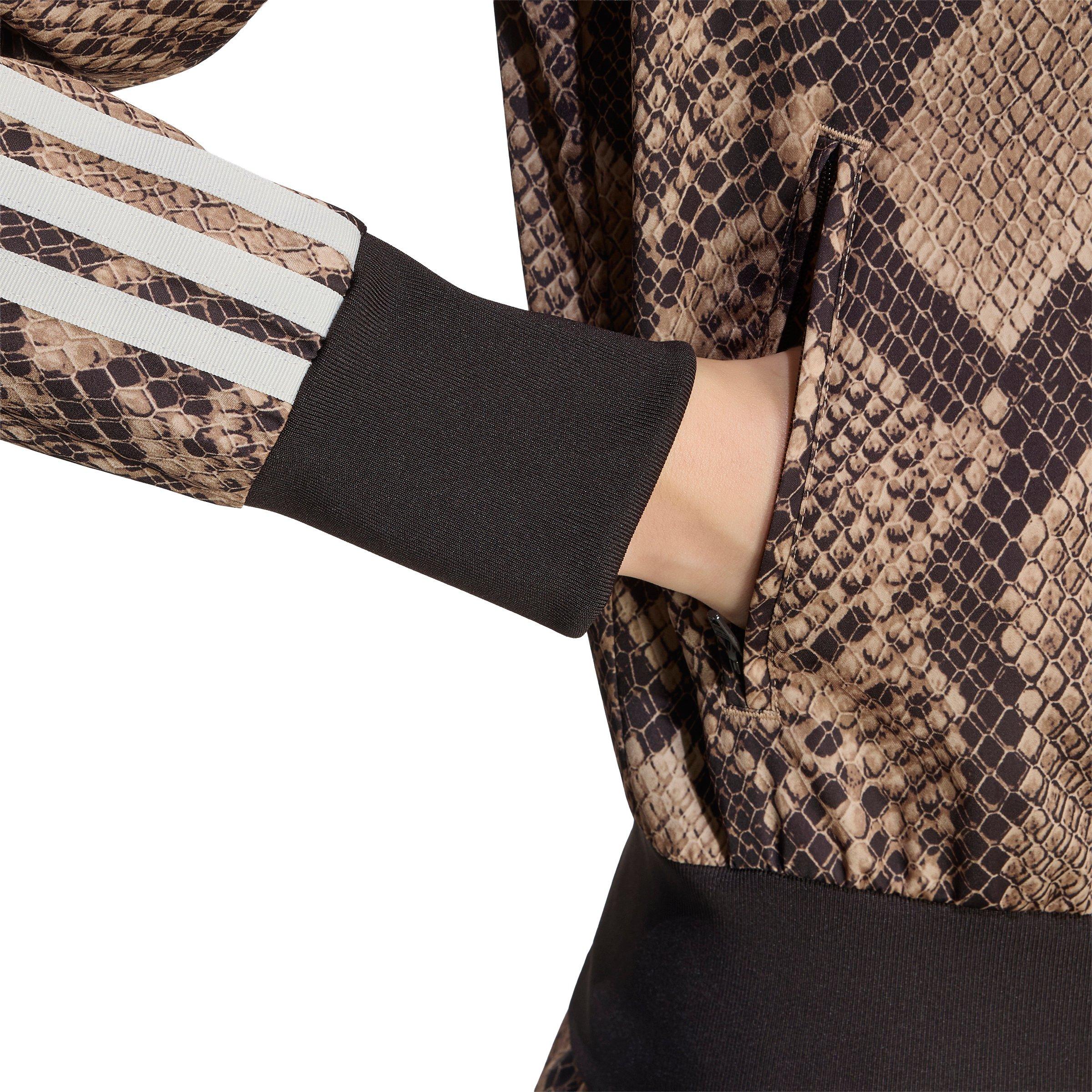 adidas Originals Women's Satin Snake Print Firebird Track Jacket - Beige - BEIGE Thumbnail View 4