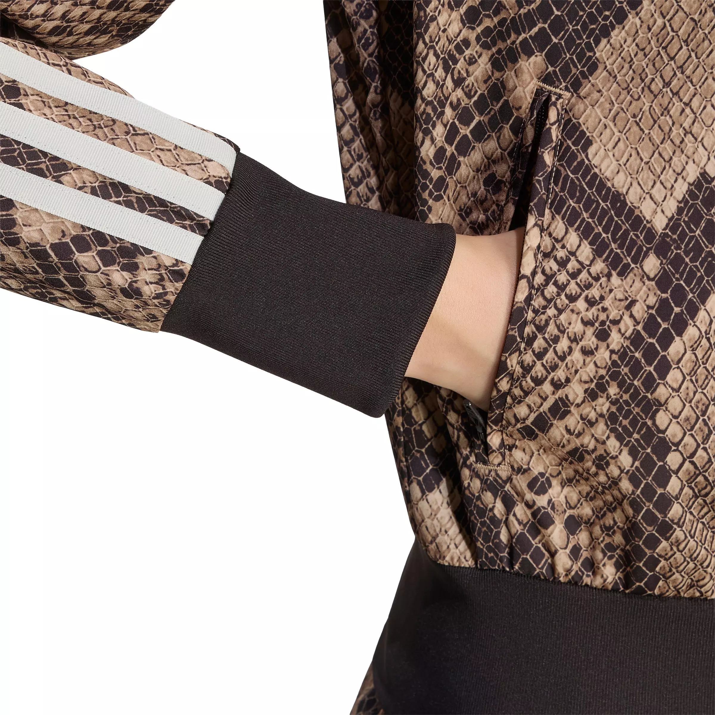 adidas Originals Women's Satin Snake Print Firebird Track Jacket - Beige - BEIGE
