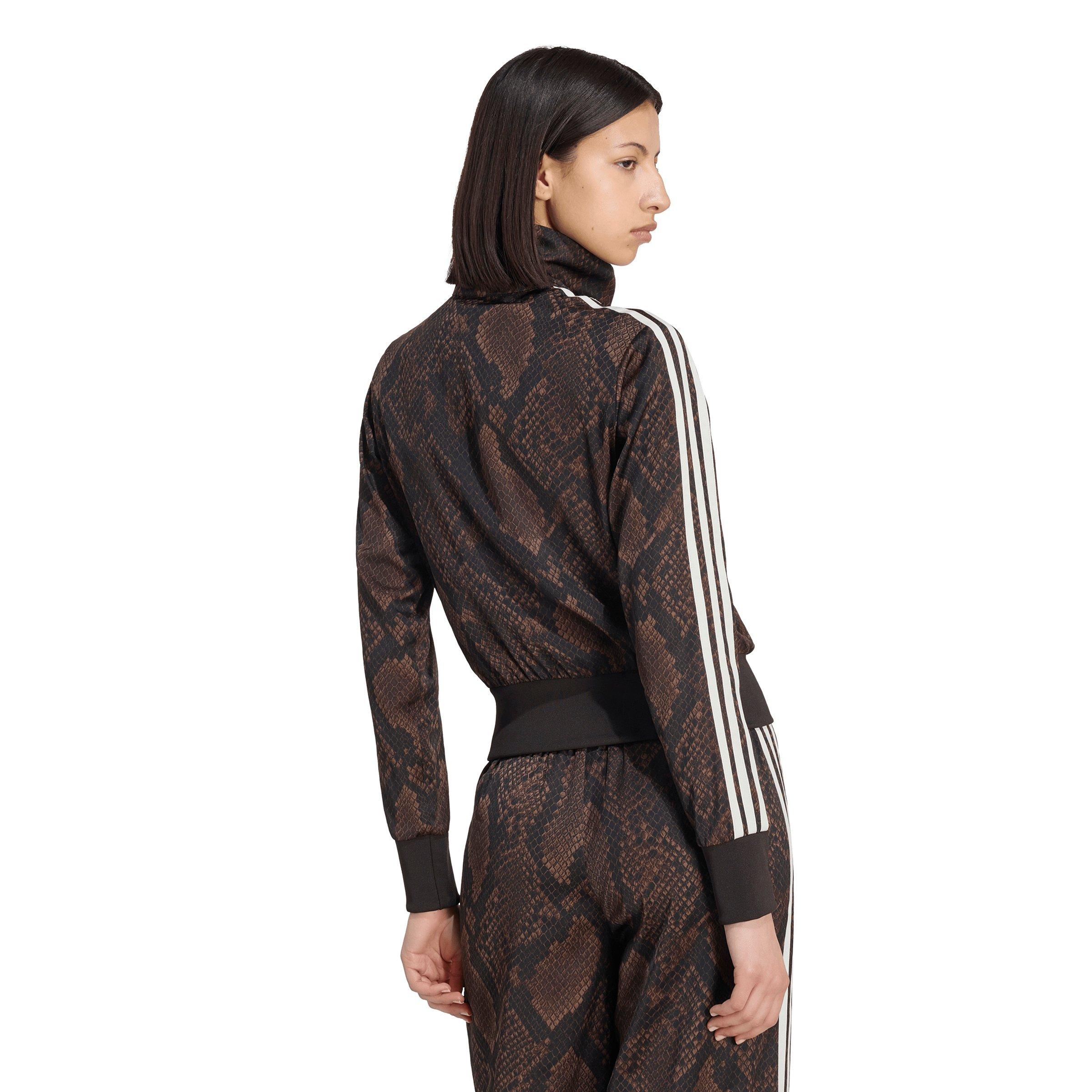 adidas Originals Women's Satin Snake Print Firebird Track Jacket - Brown - BROWN Thumbnail View 2
