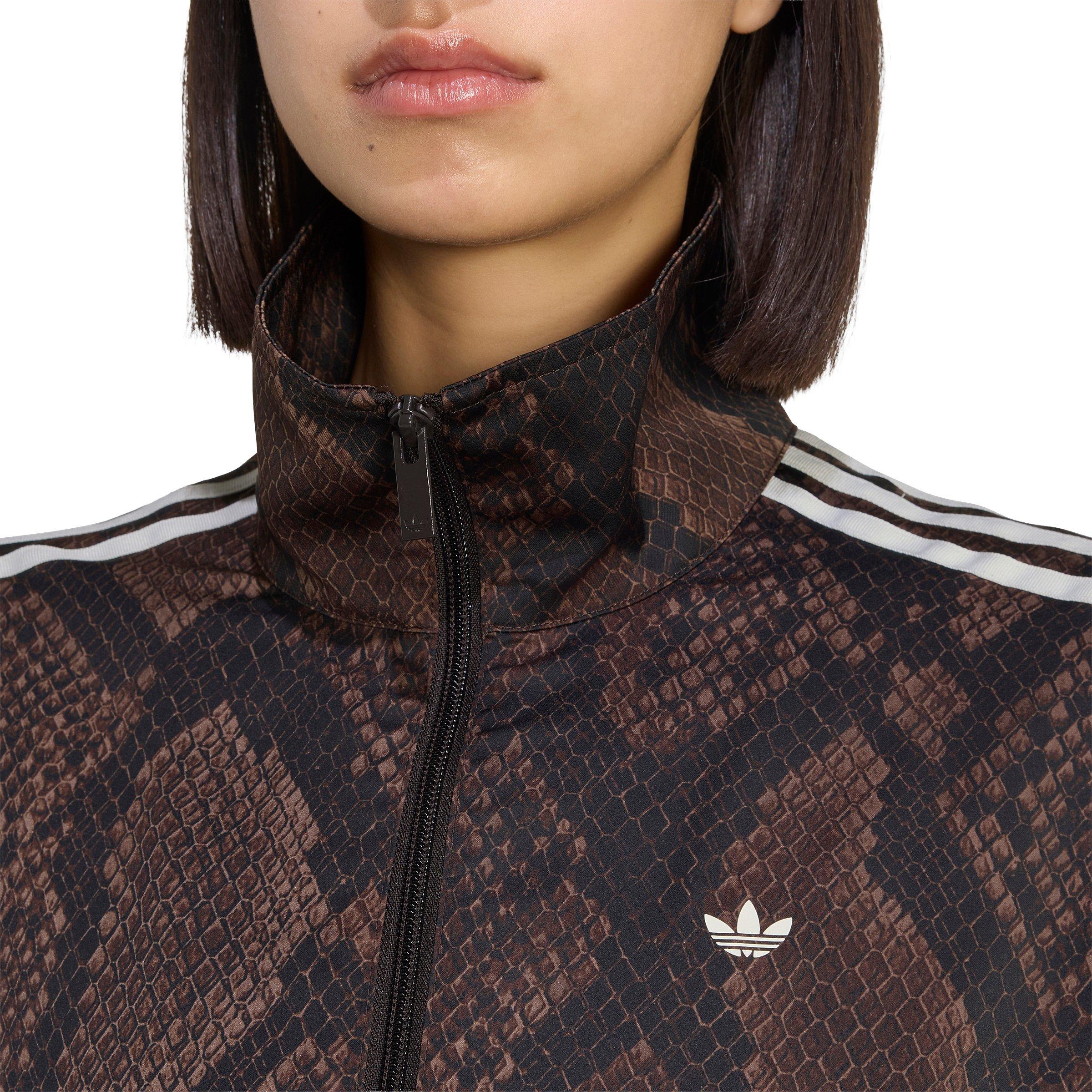 adidas Originals Women's Satin Snake Print Firebird Track Jacket - Brown - BROWN Thumbnail View 3