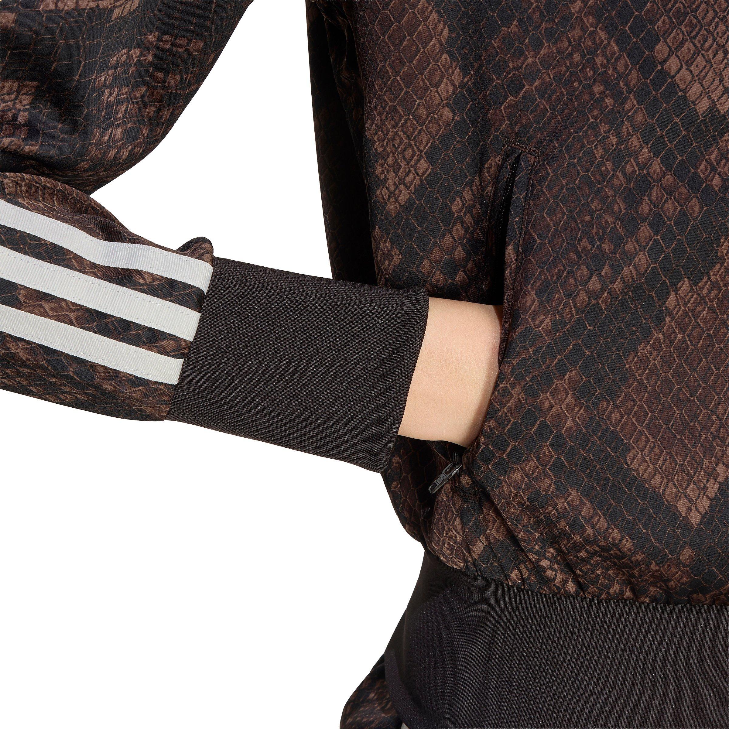 adidas Originals Women's Satin Snake Print Firebird Track Jacket - Brown - BROWN Thumbnail View 4