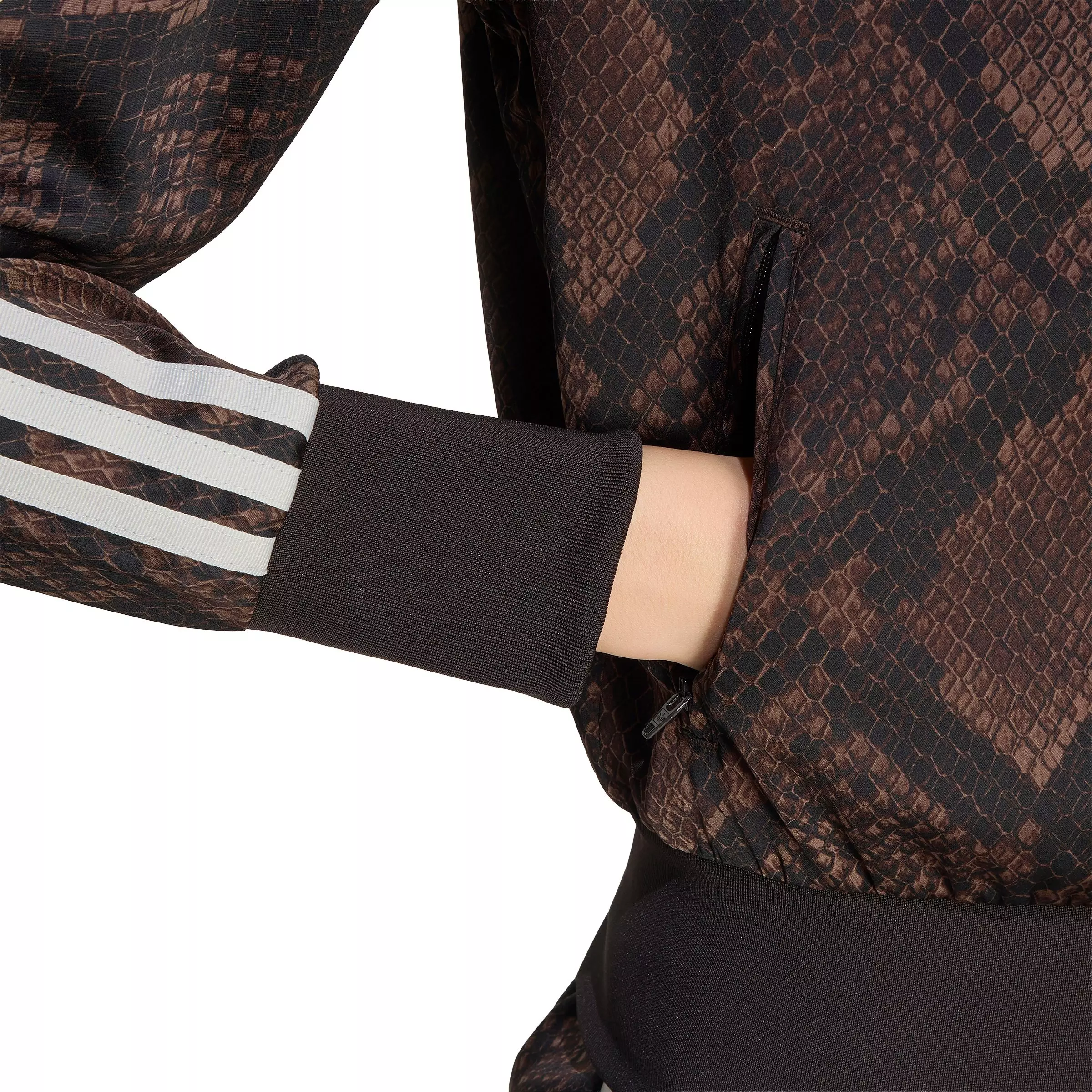 adidas Originals Women's Satin Snake Print Firebird Track Jacket - Brown - BROWN