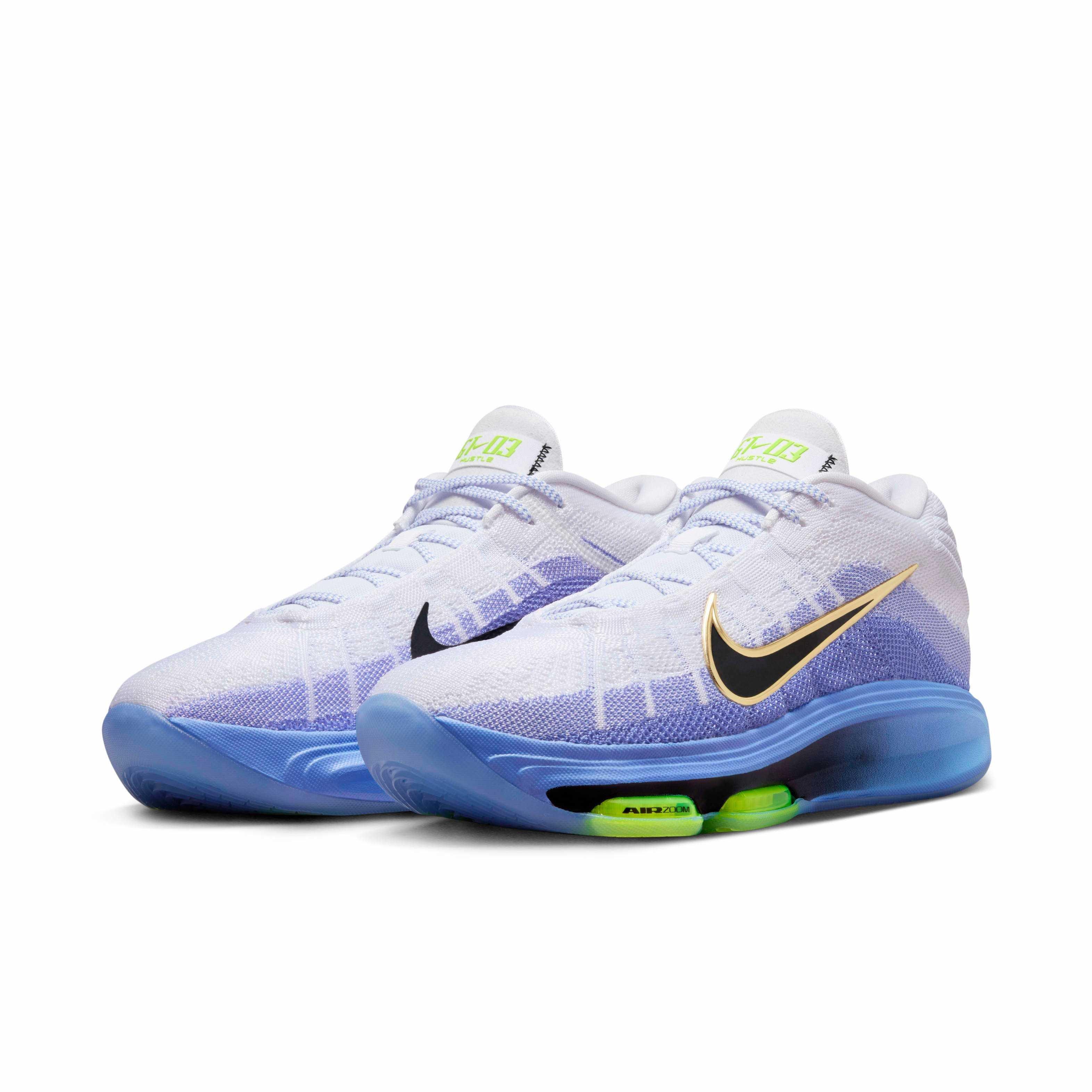 Nike G.T. Hustle 3 "White/Royal Pulse/Volt/Black" Men's Basketball Shoe - WHITE/PULSE/VOLT/BLACK Thumbnail View 3