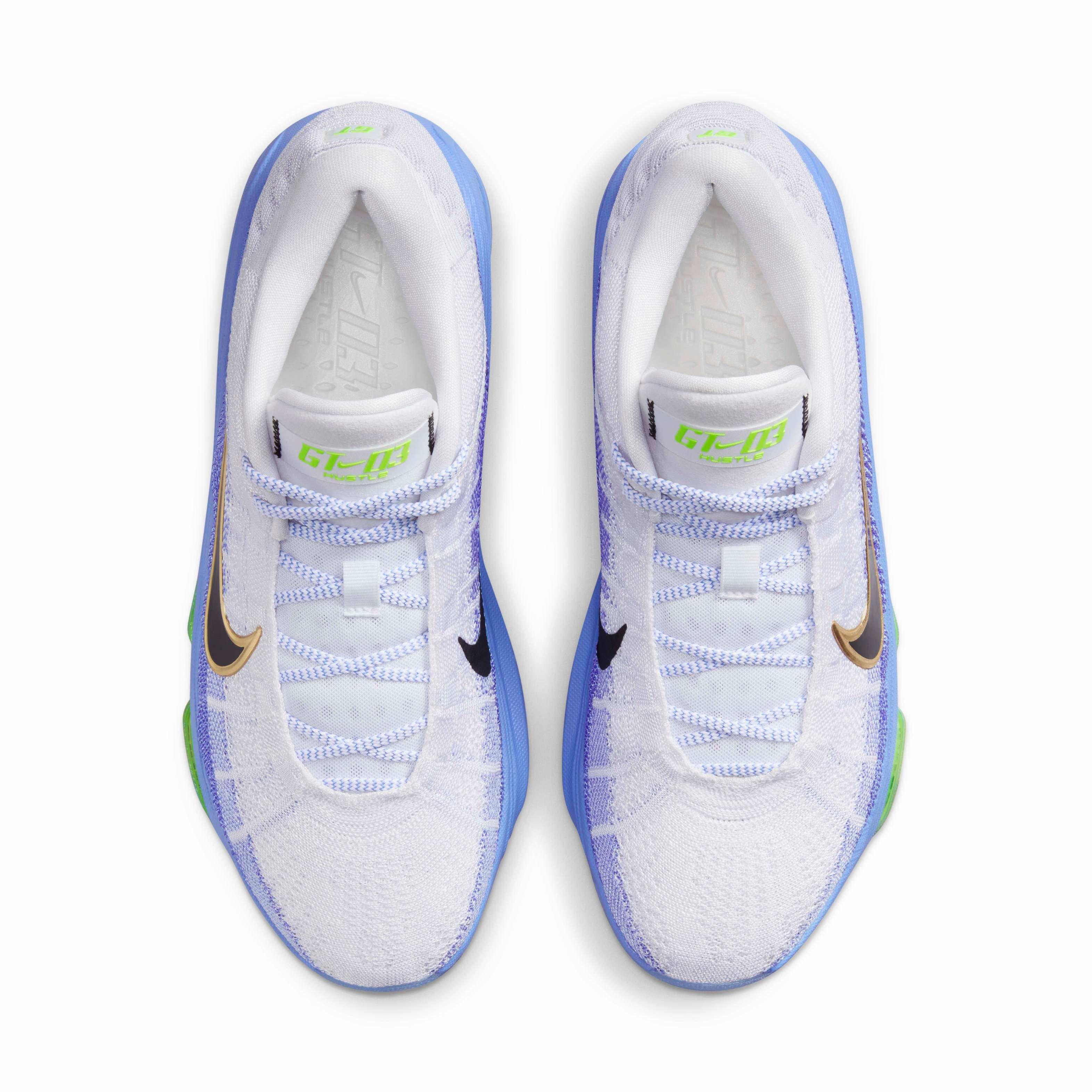 Nike G.T. Hustle 3 "White/Royal Pulse/Volt/Black" Men's Basketball Shoe - WHITE/PULSE/VOLT/BLACK Thumbnail View 4