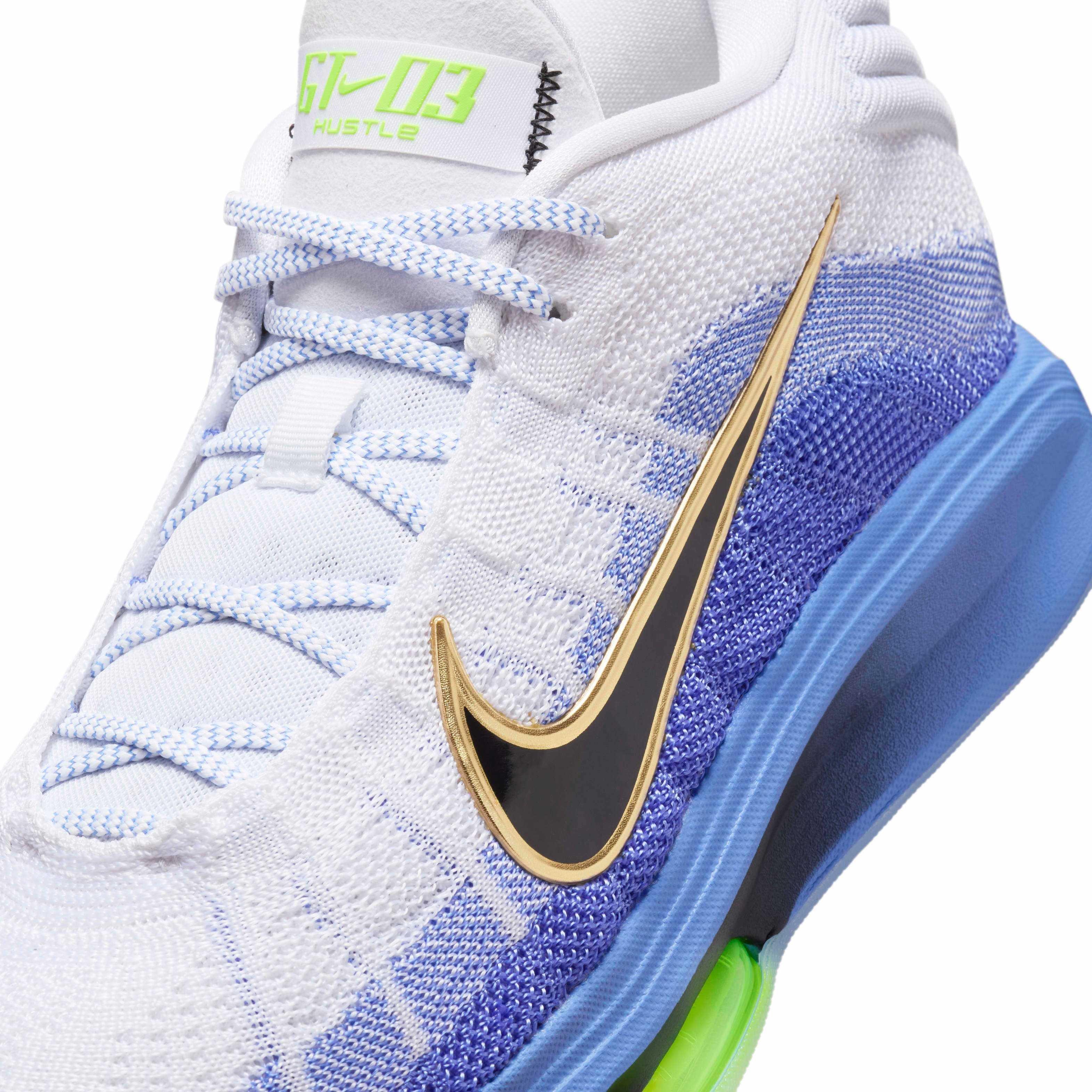 Nike G.T. Hustle 3 "White/Royal Pulse/Volt/Black" Men's Basketball Shoe - WHITE/PULSE/VOLT/BLACK Thumbnail View 7