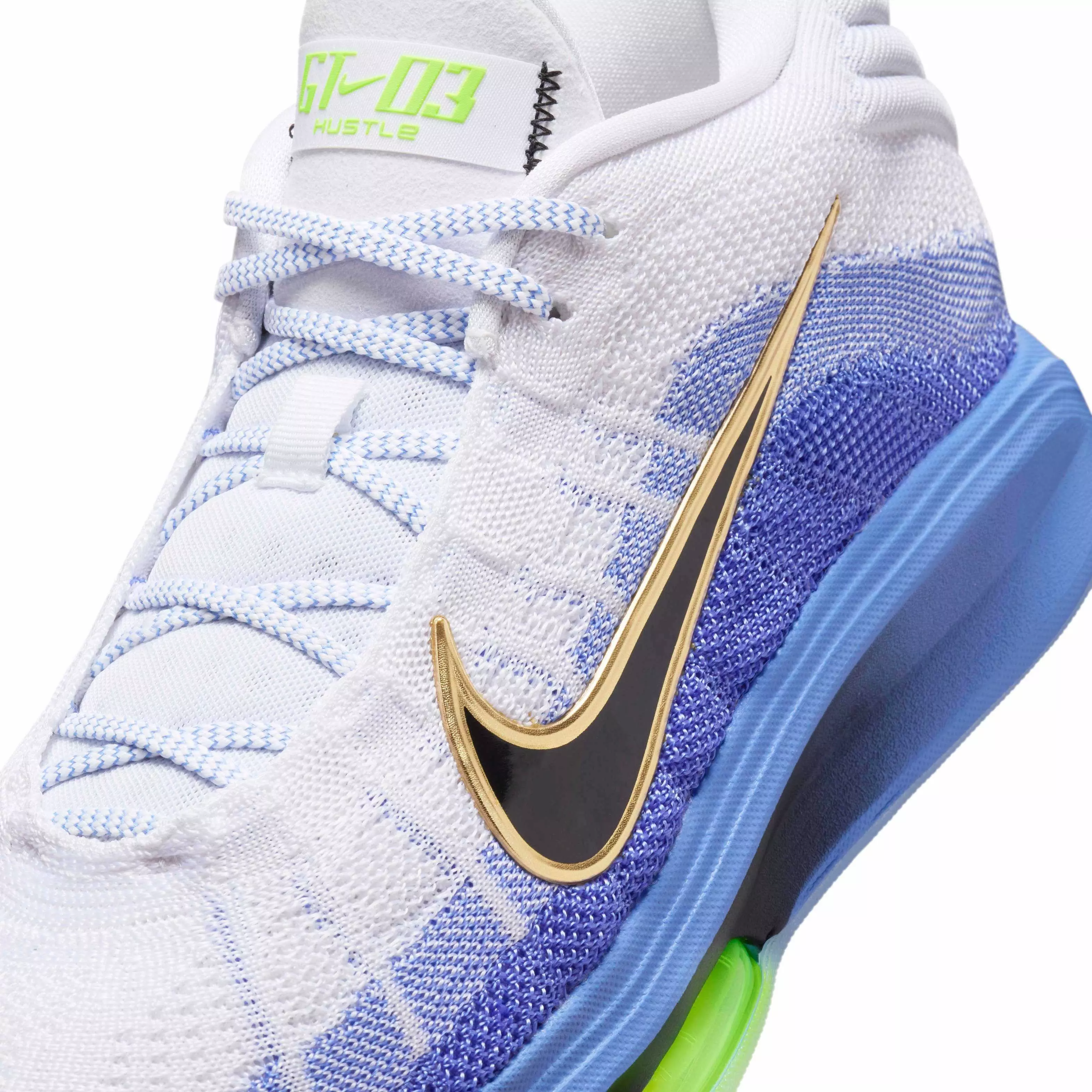 Nike G.T. Hustle 3 "White/Royal Pulse/Volt/Black" Men's Basketball Shoe - WHITE/PULSE/VOLT/BLACK
