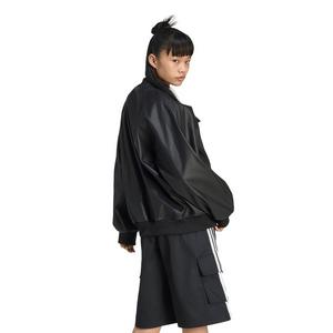 adidas Originals Women's Pleather Superstar Oversized Jacket - Black/Maroon