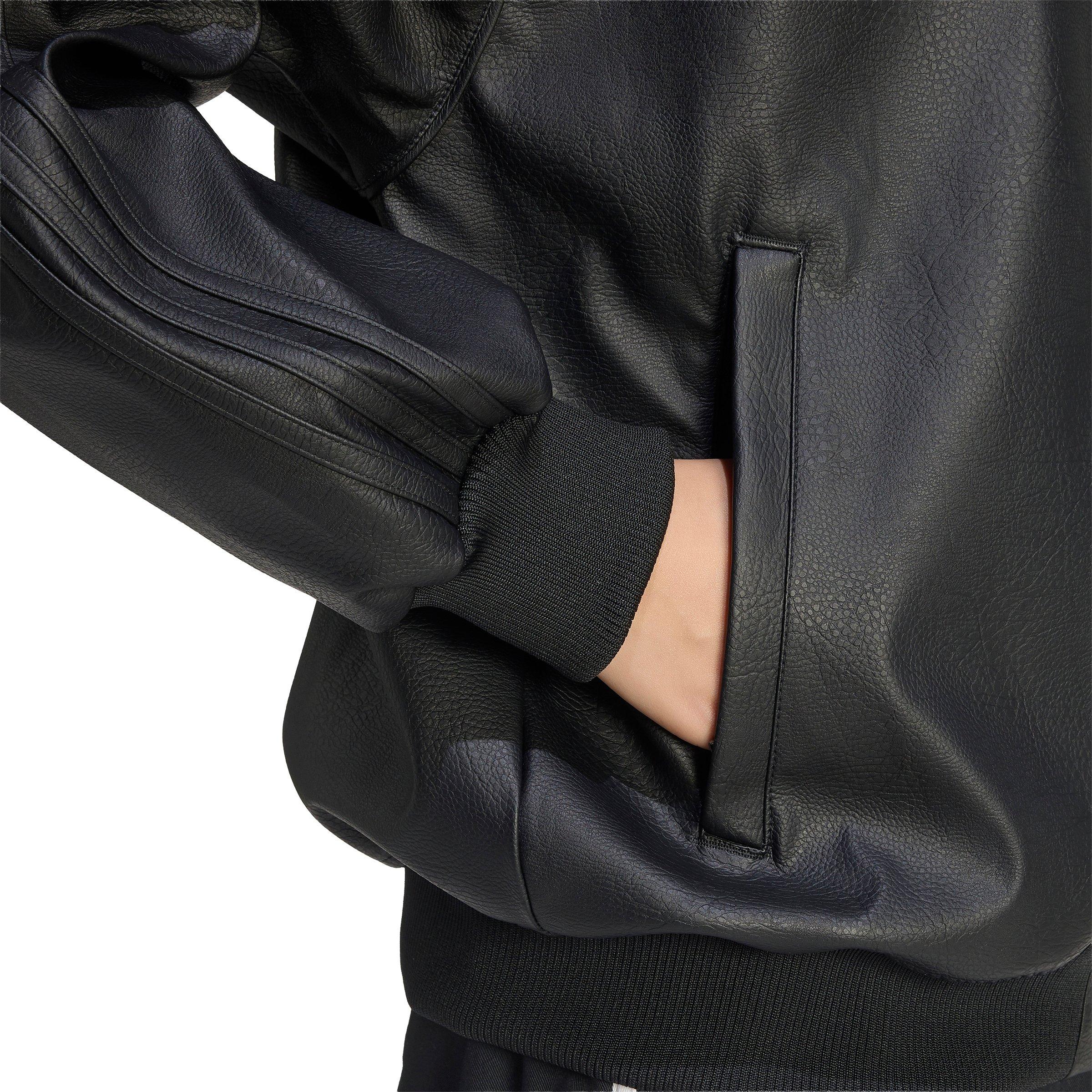 adidas Originals Women's Pleather Superstar Oversized Jacket - Black/Maroon - BLACK/MAROON Thumbnail View 4