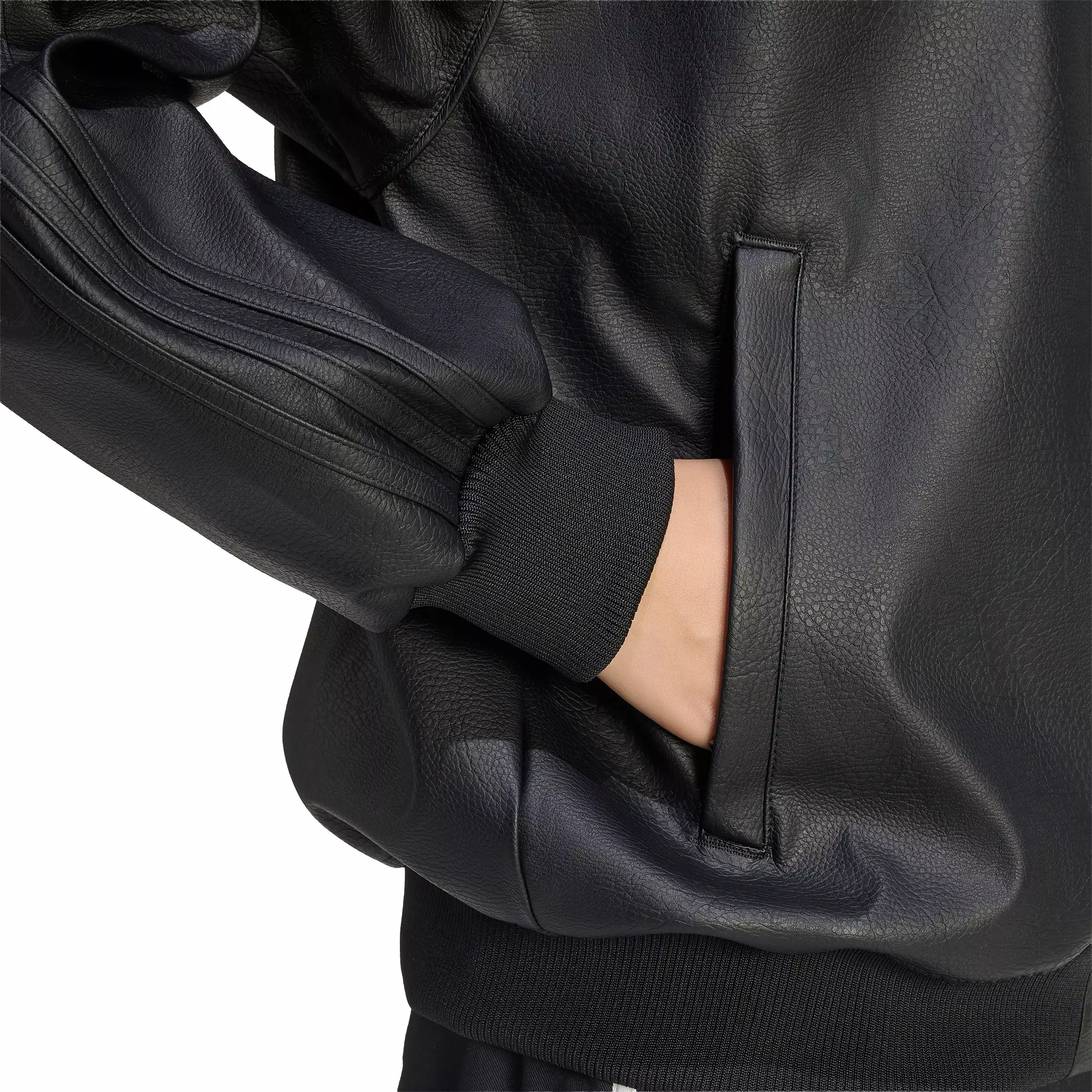 adidas Originals Women's Pleather Superstar Oversized Jacket - Black/Maroon - BLACK/MAROON