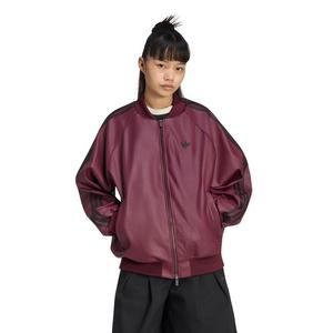 adidas Originals Women's Pleather Superstar Oversized Jacket - Maroon/Black
