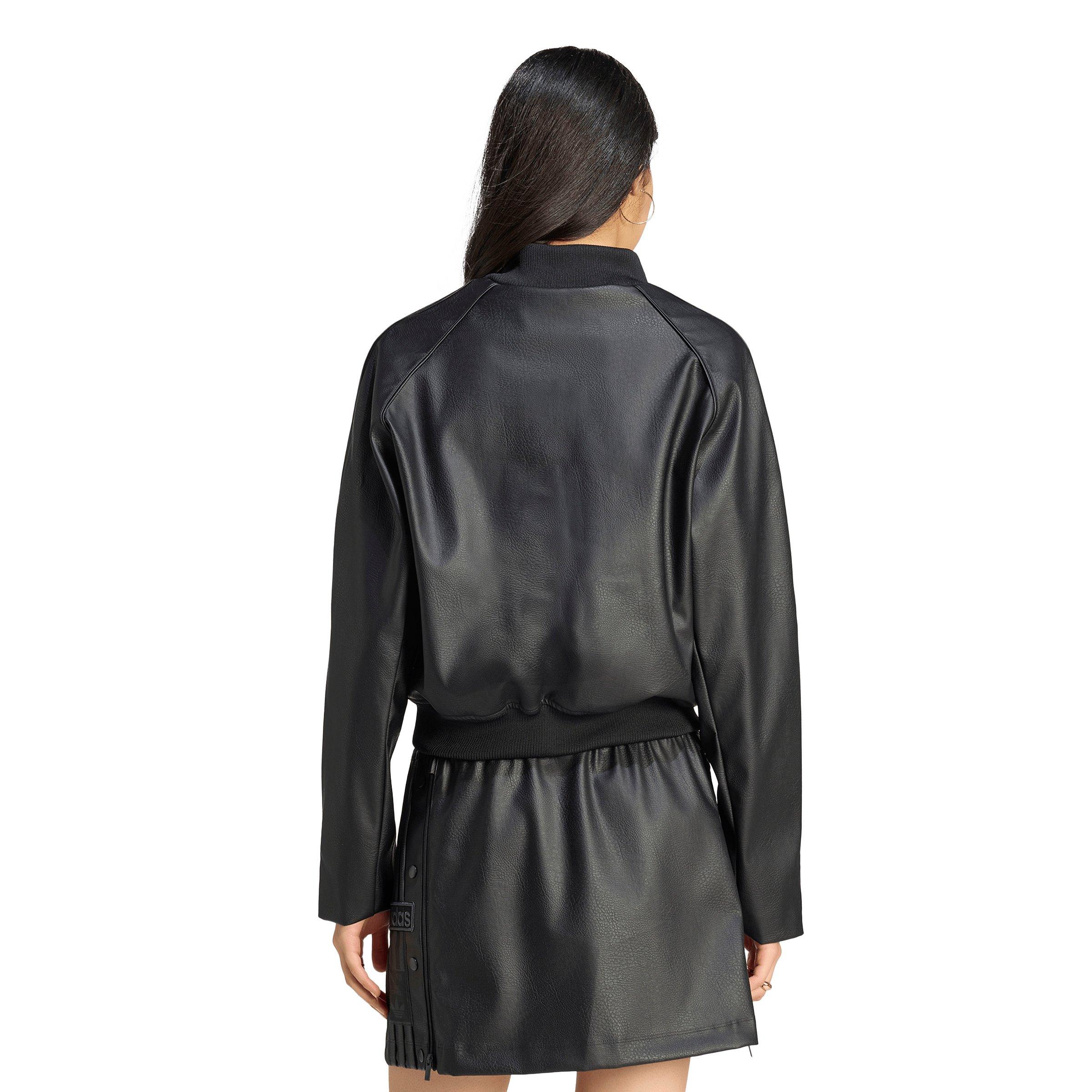 adidas Originals Women's Pleather Superstar Tracktop - Black/Maroon - BLACK/MAROON Thumbnail View 2