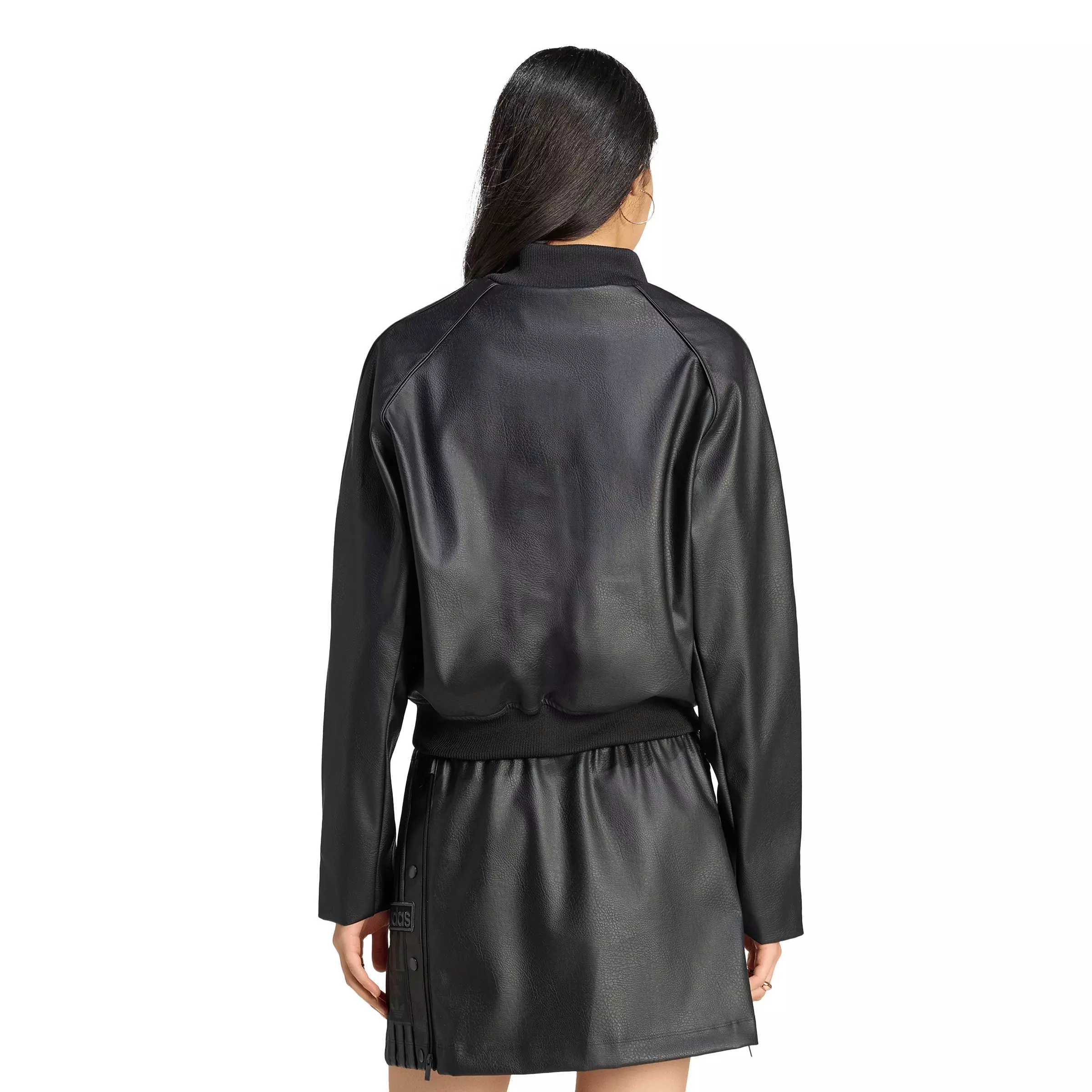 adidas Originals Women's Pleather Superstar Tracktop - Black/Maroon - BLACK/MAROON
