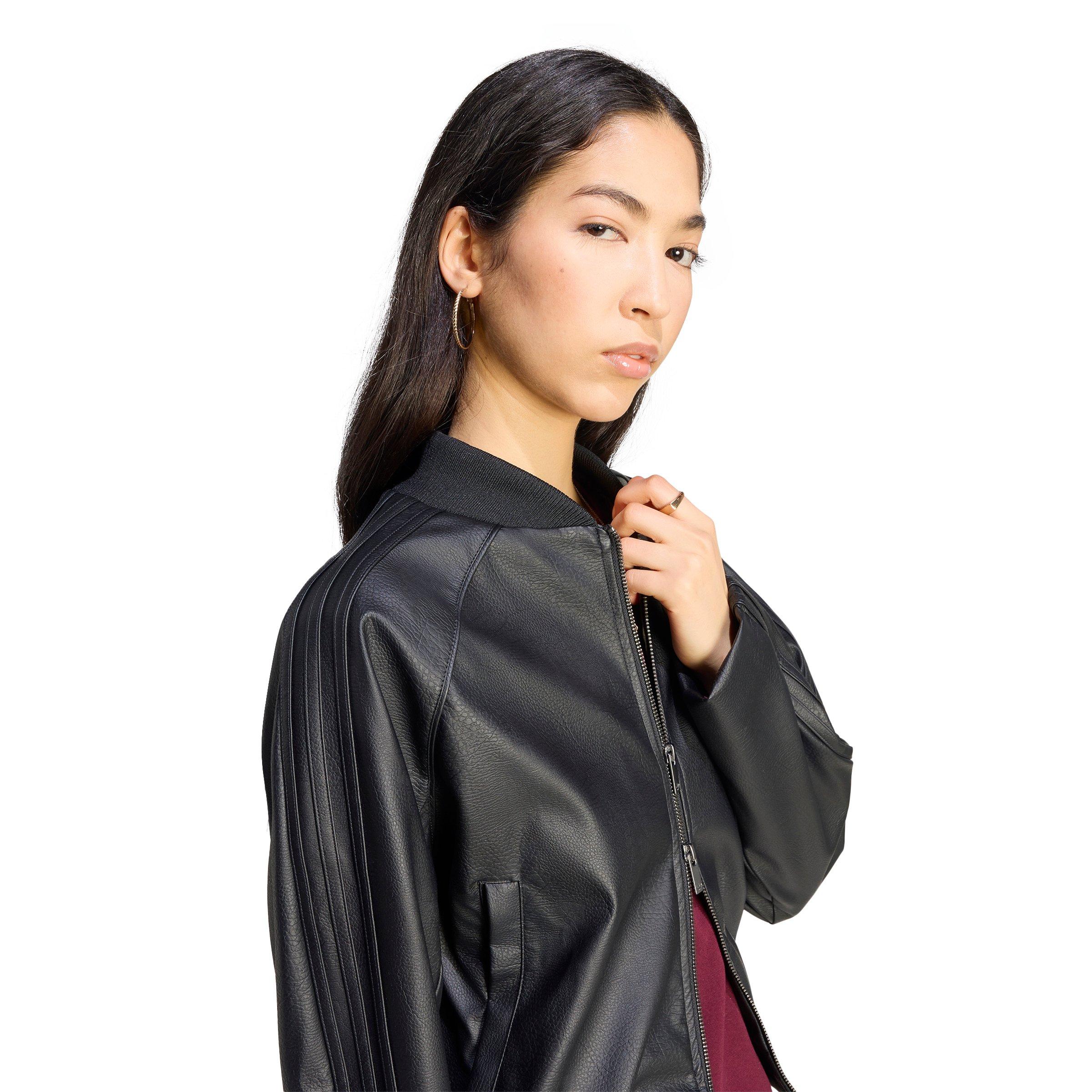 adidas Originals Women's Pleather Superstar Tracktop - Black/Maroon - BLACK/MAROON Thumbnail View 4