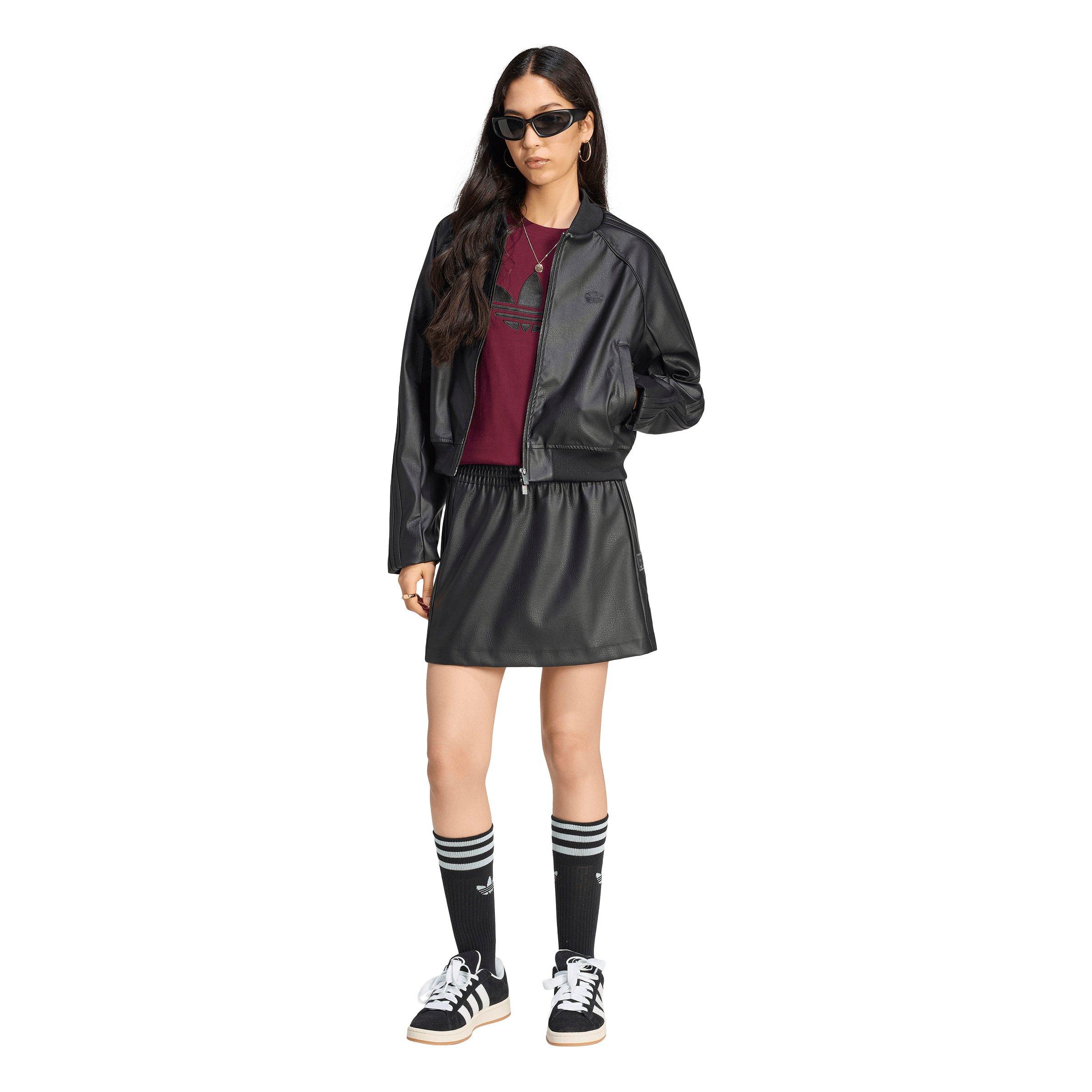 adidas Originals Women's Pleather Superstar Tracktop - Black/Maroon - BLACK/MAROON Thumbnail View 5