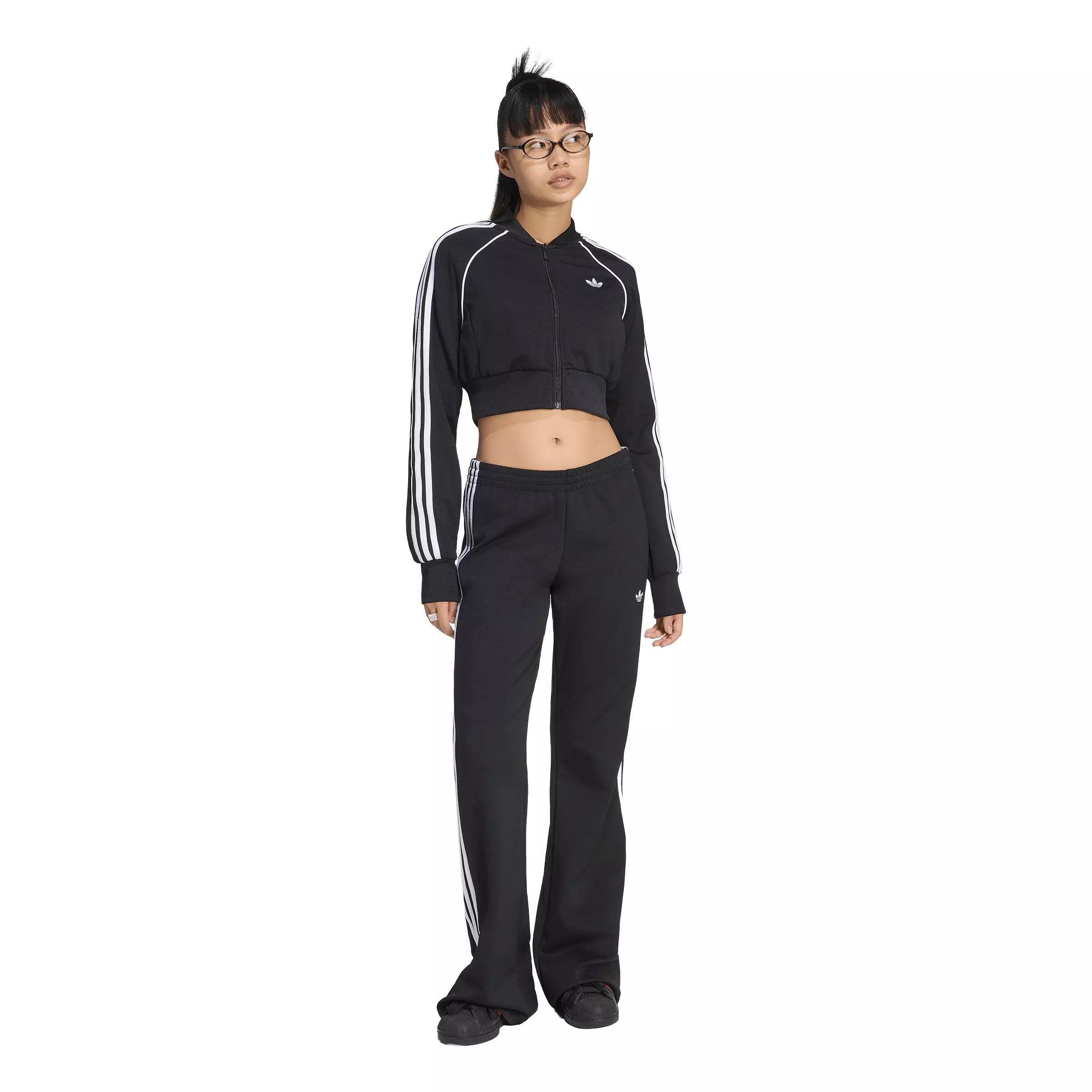 adidas Originals Women's Superstar Cropped Track Top - Black/White - BLACK/WHITE