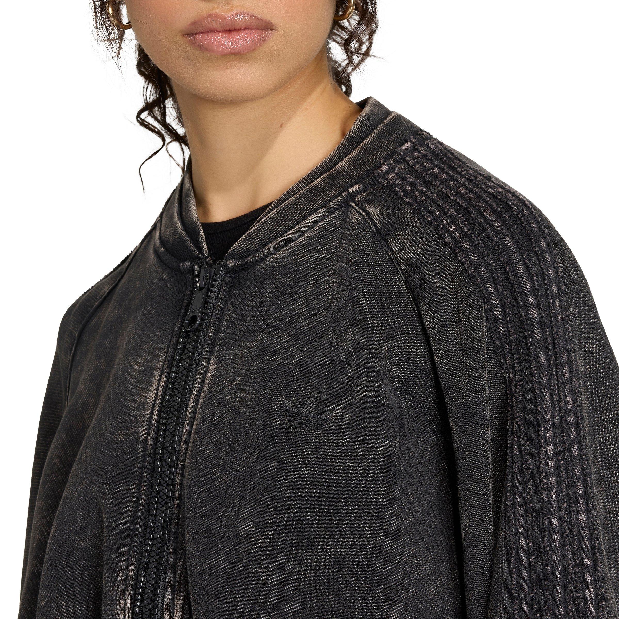 adidas Originals Women's Superstar Double Layered Cropped Track Top - Black - BLACK Thumbnail View 3