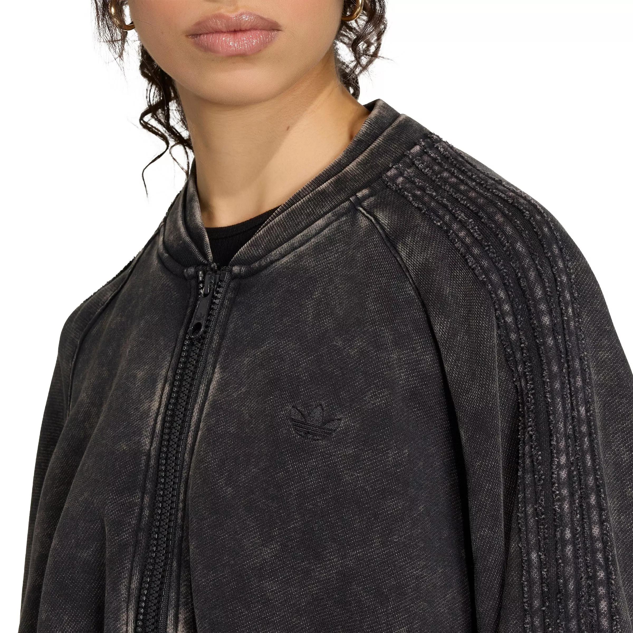 adidas Originals Women's Superstar Double Layered Cropped Track Top - Black - BLACK