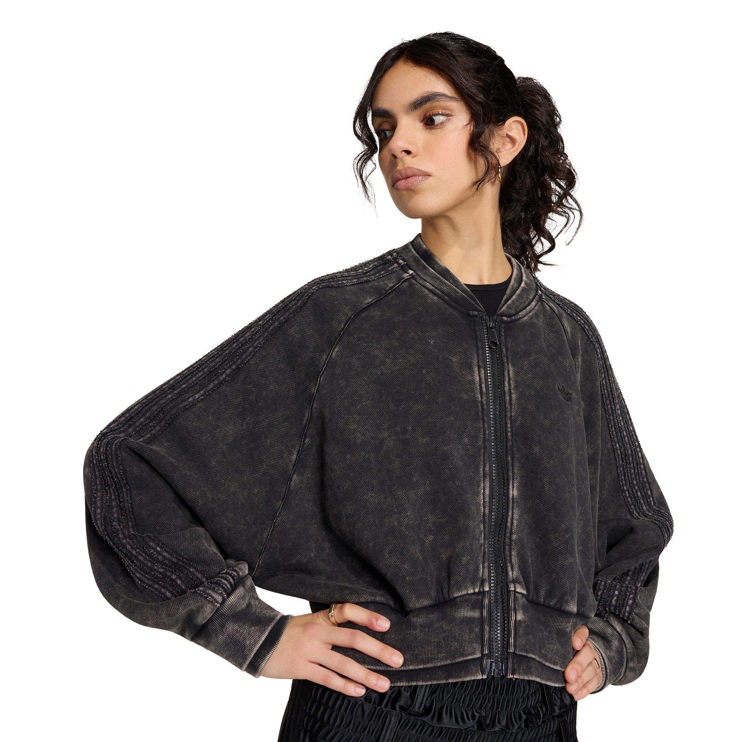 adidas Originals Women's Superstar Double Layered Cropped Track Top - Black - BLACK Thumbnail View 4