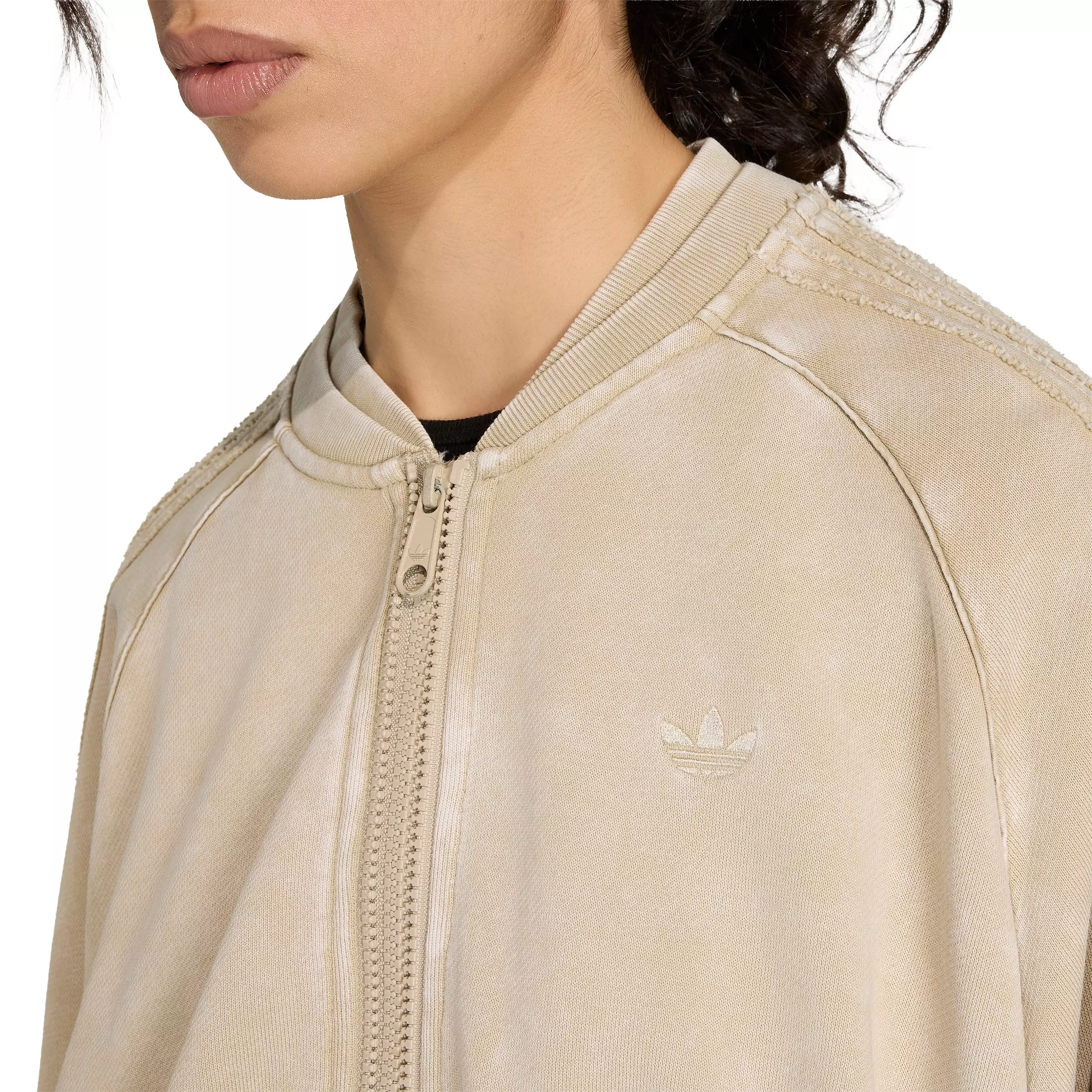 adidas Originals Women's Superstar Double Layered Cropped Track Top - Khaki - KHAKI