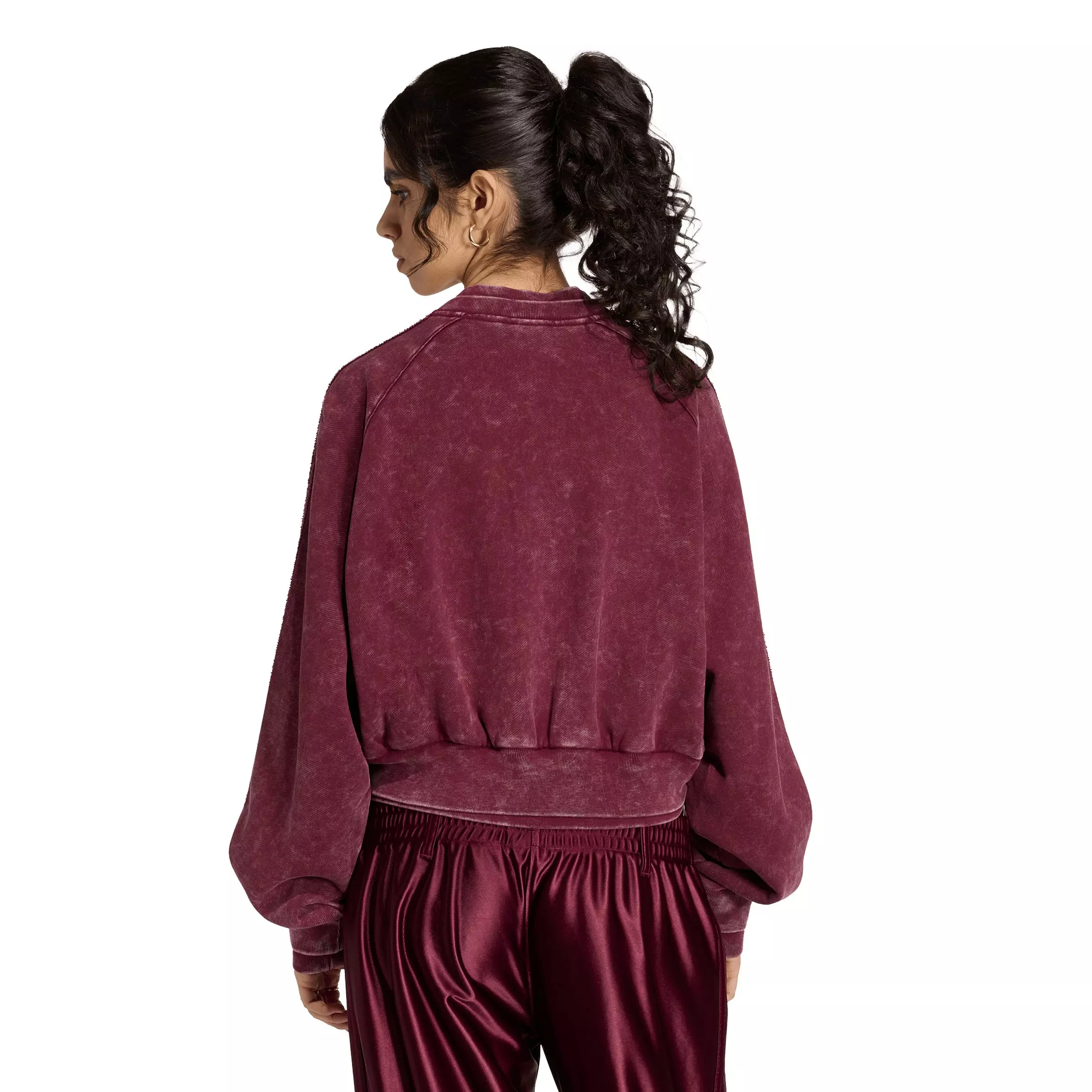 adidas Originals Women's Superstar Double Layered Cropped Track Top - Maroon - MAROON