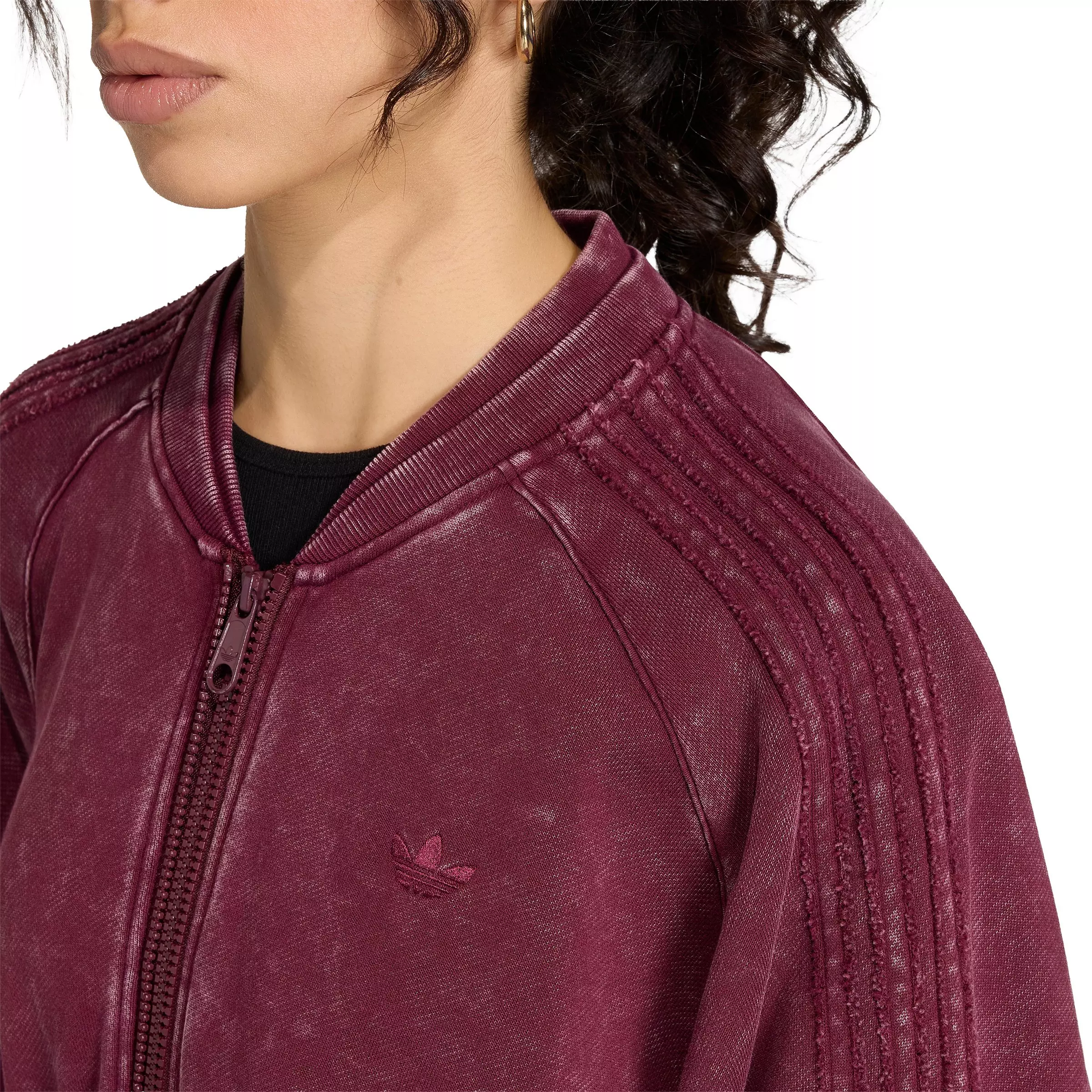 adidas Originals Women's Superstar Double Layered Cropped Track Top - Maroon - MAROON