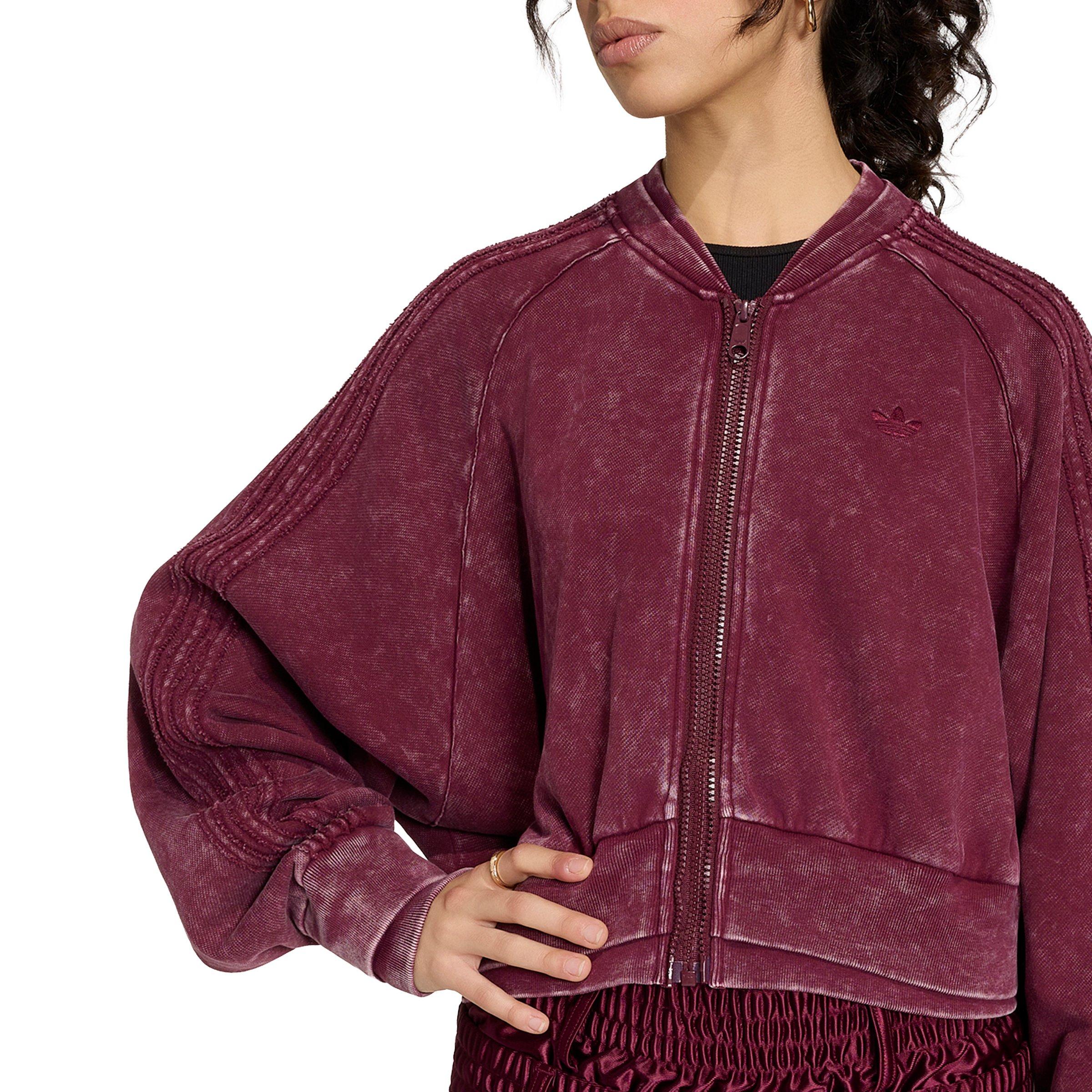 adidas Originals Women's Superstar Double Layered Cropped Track Top - Maroon - MAROON Thumbnail View 4