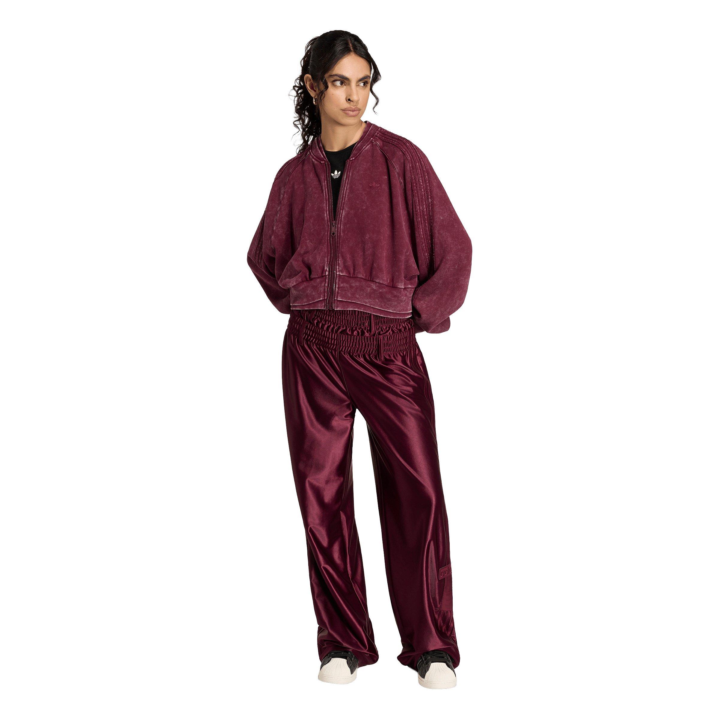adidas Originals Women's Superstar Double Layered Cropped Track Top - Maroon - MAROON Thumbnail View 5