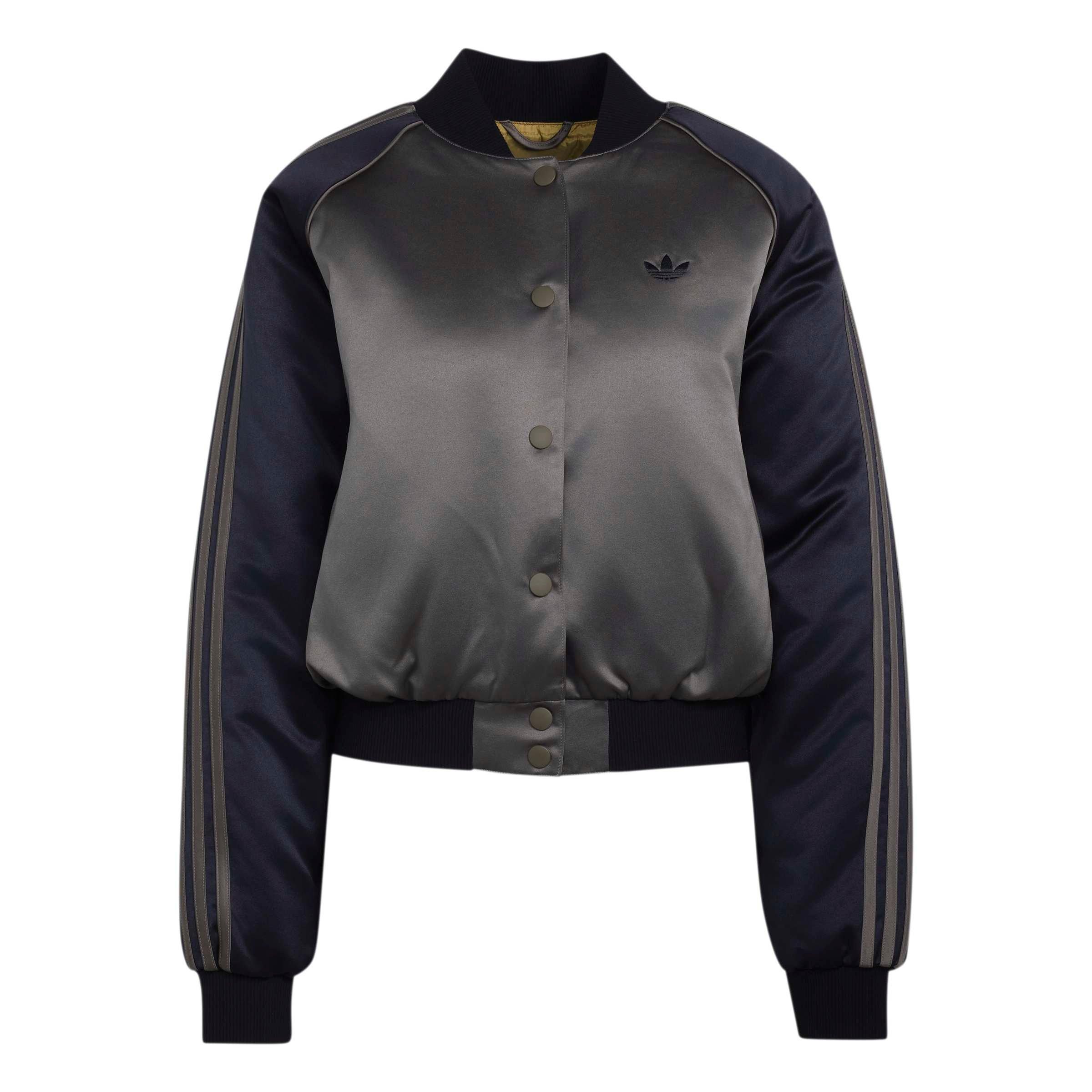 adidas Originals Women's Satin Bomber Jacket - Brown/Black - BROWN/BLACK