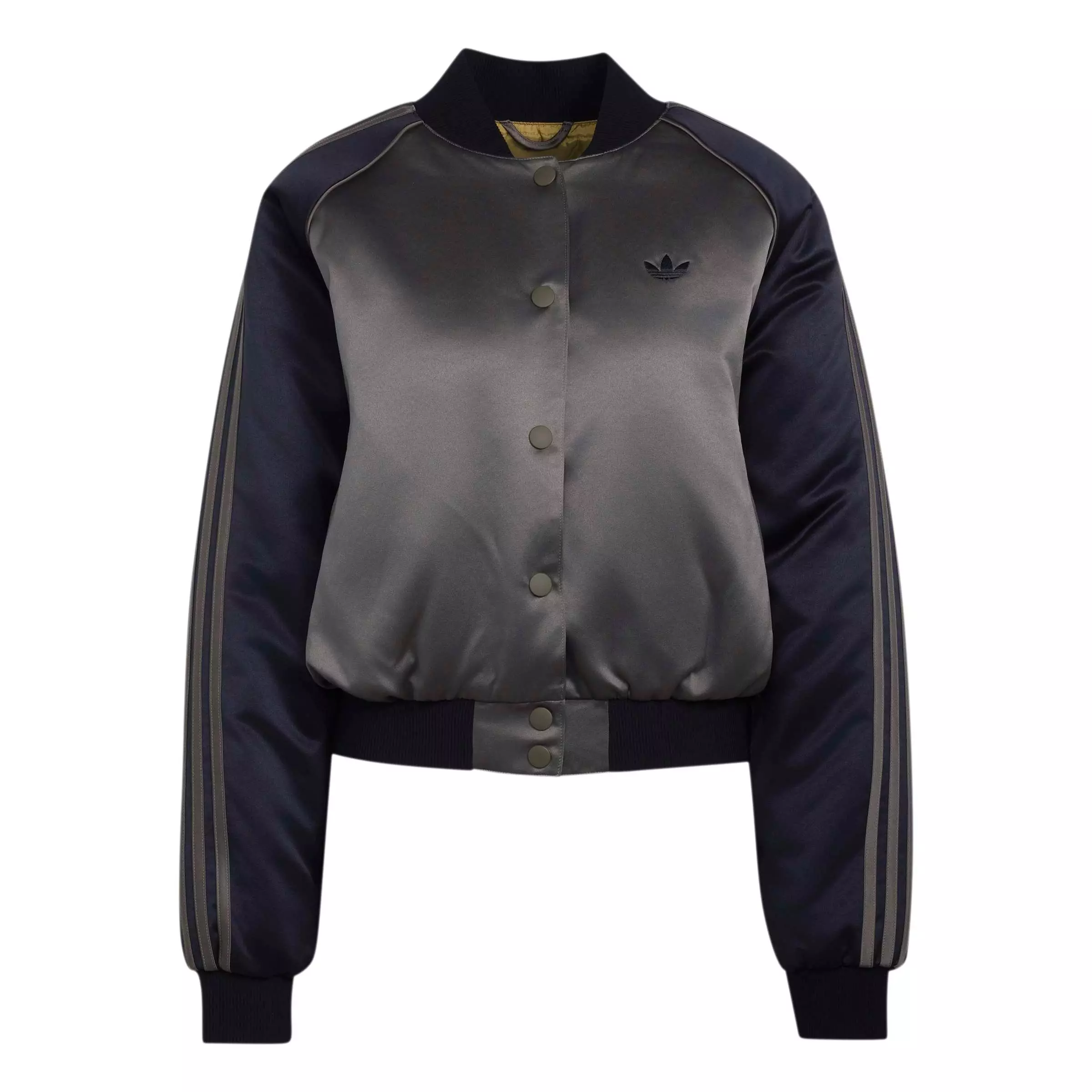 adidas Originals Women's Satin Bomber Jacket - Brown/Black - BROWN/BLACK