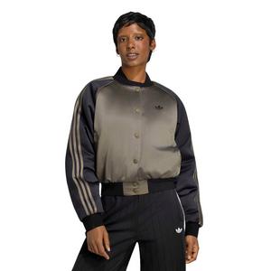 adidas Originals Women's Satin Bomber Jacket - Brown/Black - BROWN/BLACK