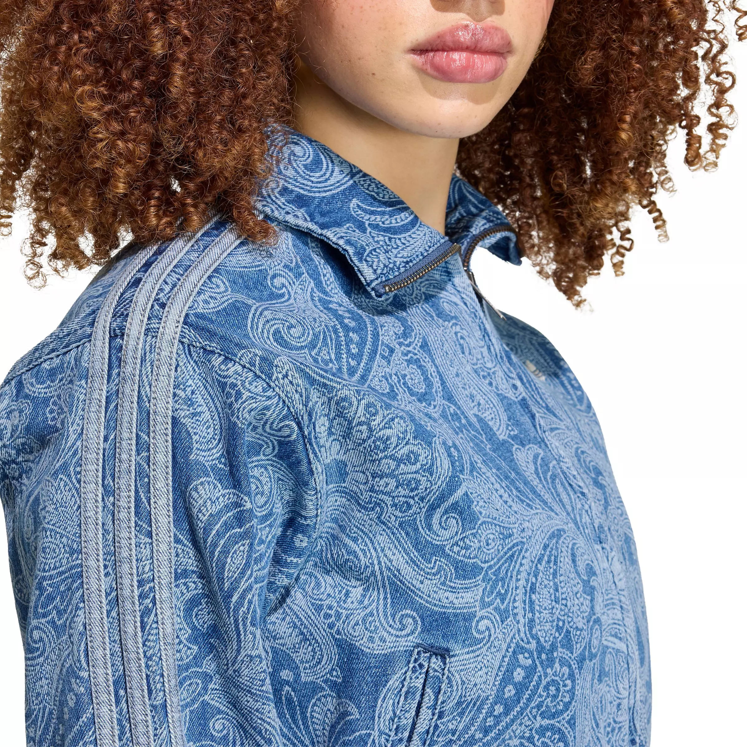 adidas Originals Women's x Liberty London Firebird Lt Blue Denim Track Jacket - LT BLUE DENIM