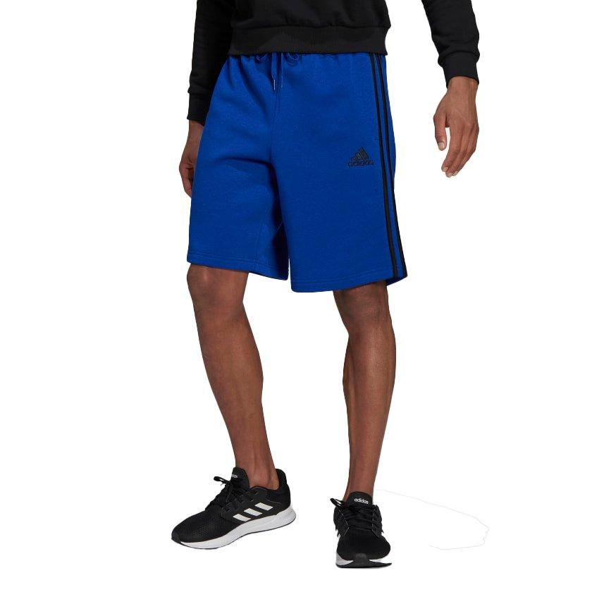 adidas Essentials Men's Blue Fleece 3-Stripes Shorts - Royal - BLUE Thumbnail View 1